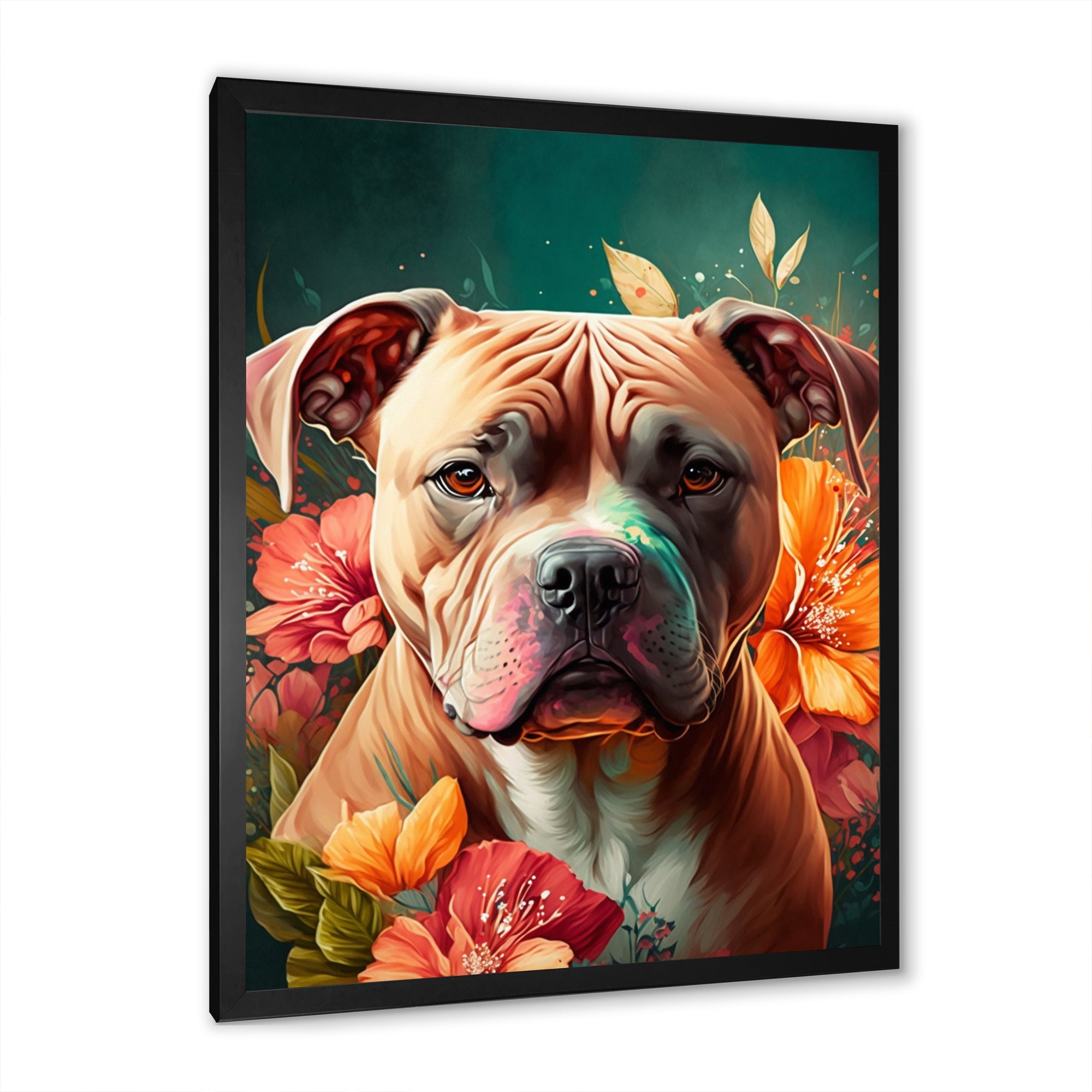 Cute Pitbul Floral Art I