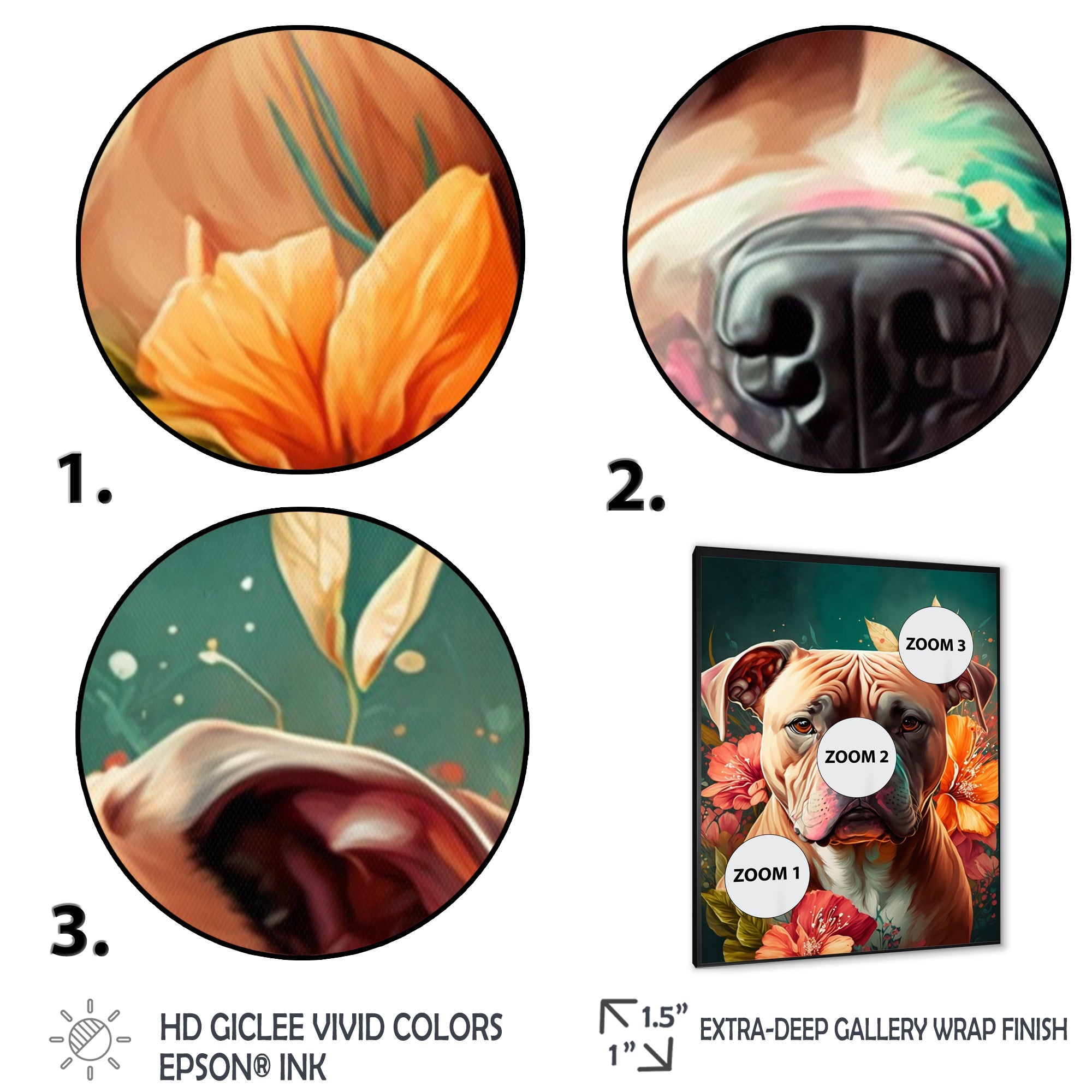 Cute Pitbul Floral Art I