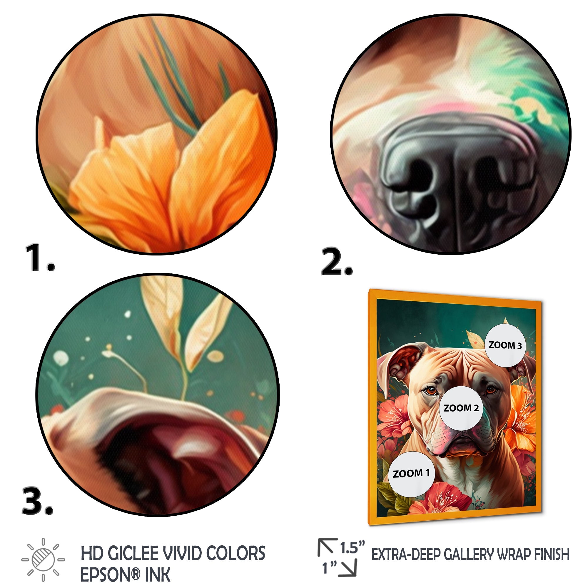 Cute Pitbul Floral Art I