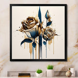 Roses Flow Flower On Golden Beige Paint VIII