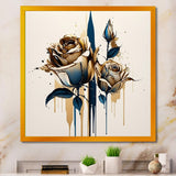 Roses Flow Flower On Golden Beige Paint VIII