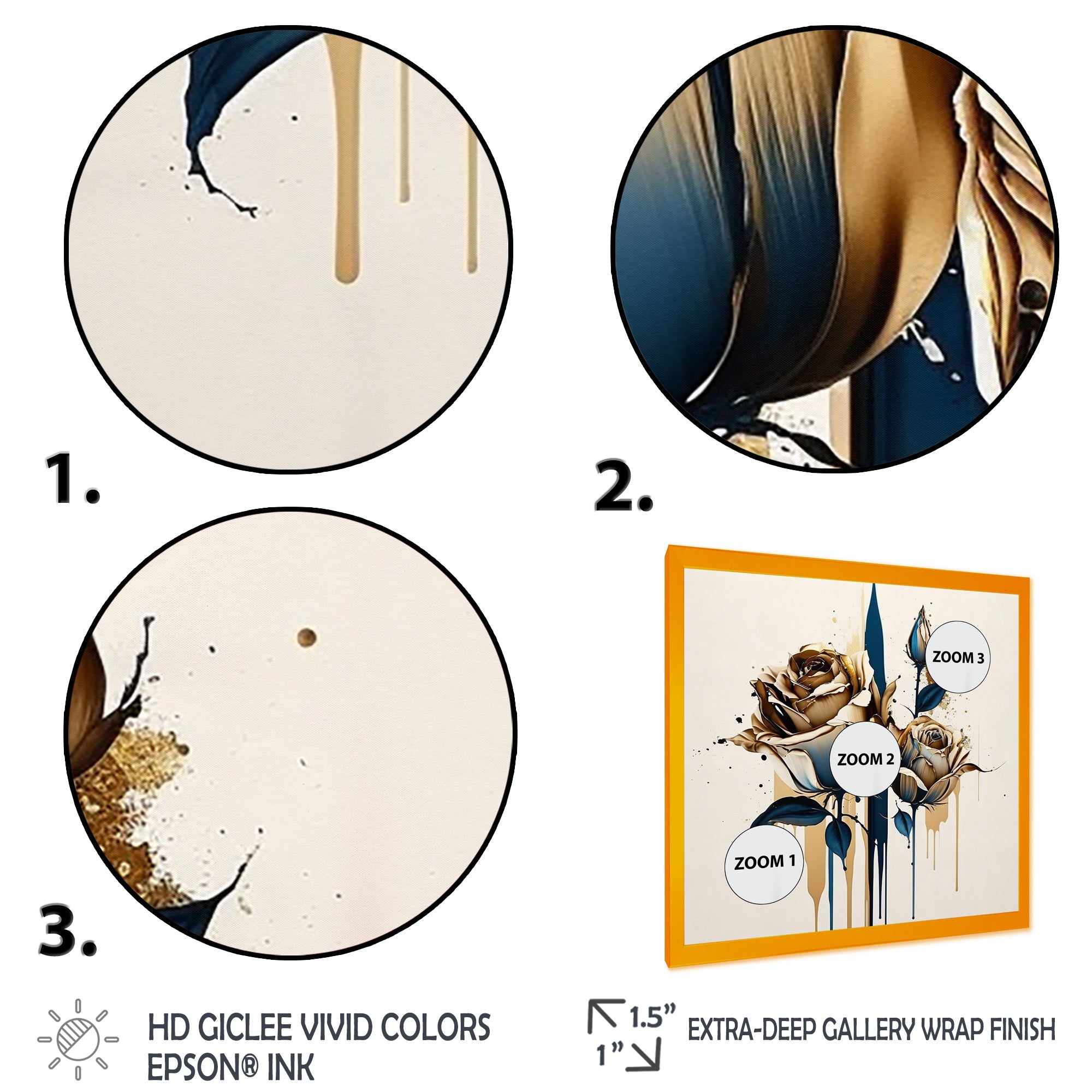 Roses Flow Flower On Golden Beige Paint VIII