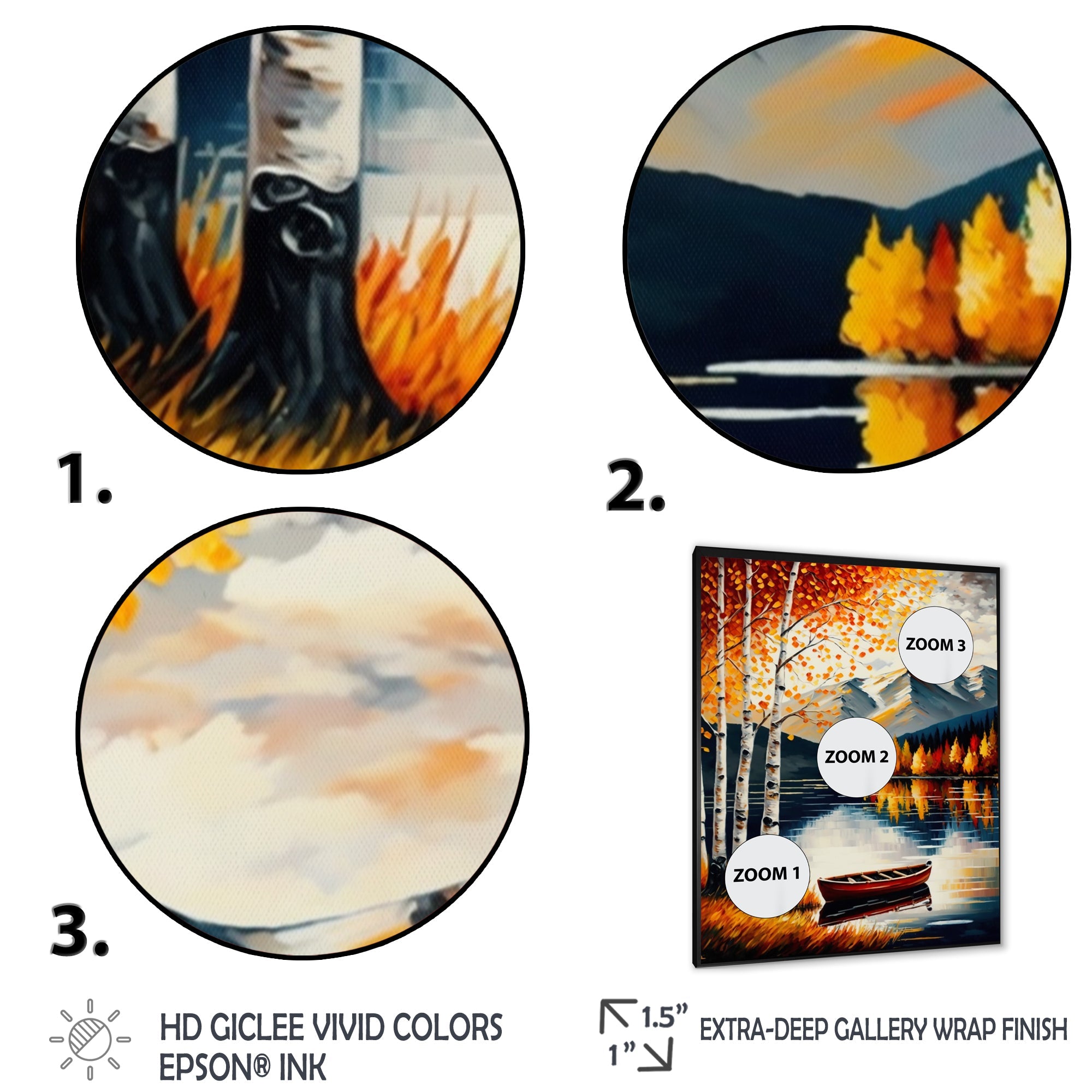 Red And Orange Birch Trees By The Lake VII