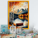 Red And Orange Birch Trees By The Lake VII