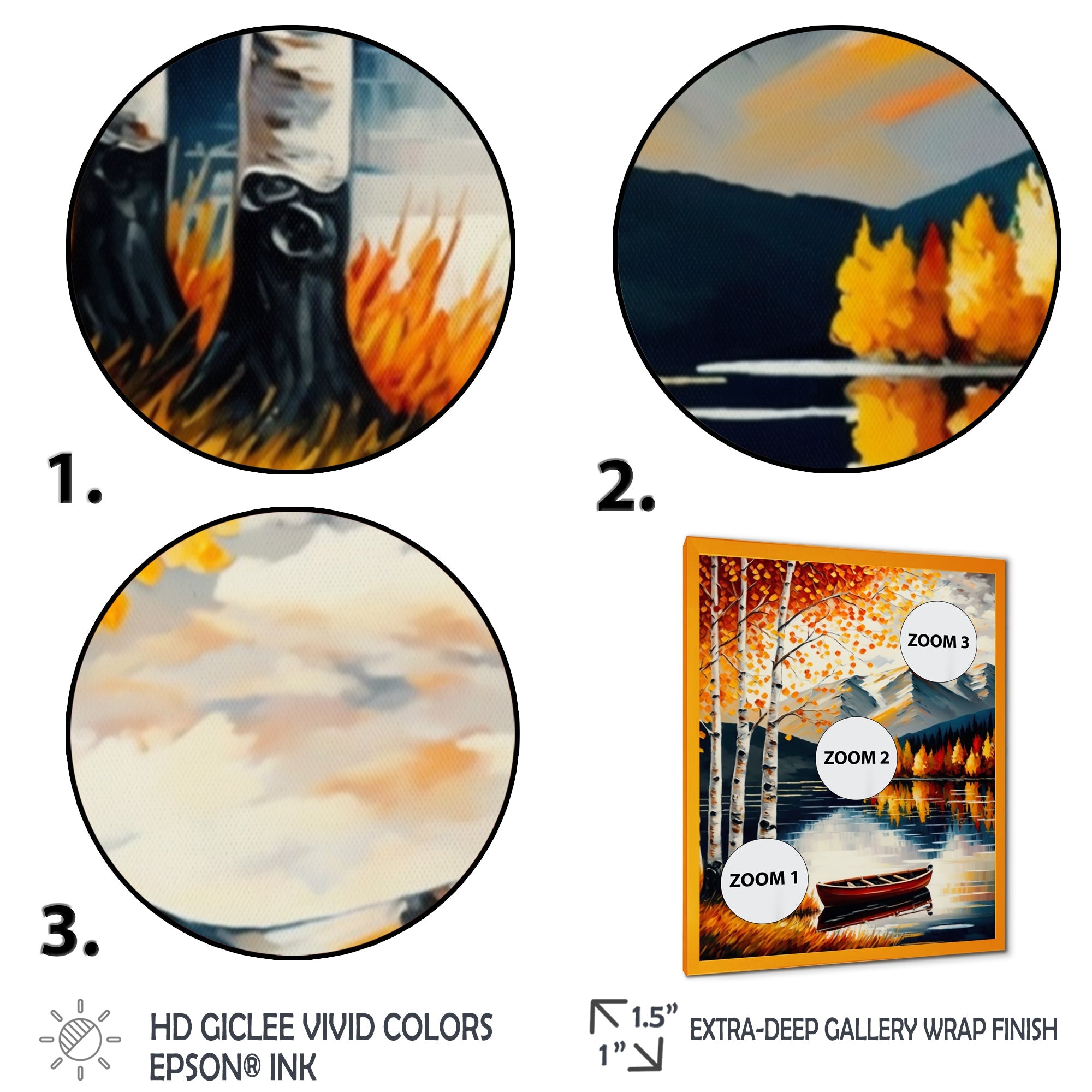 Red And Orange Birch Trees By The Lake VII