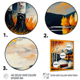 Red And Orange Birch Trees By The Lake VII