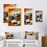 Red And Orange Birch Trees By The Lake VII