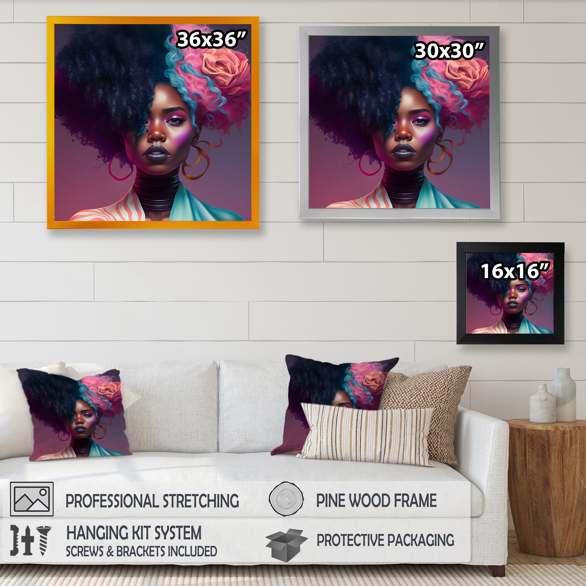 Pink And Blue African American Woman I