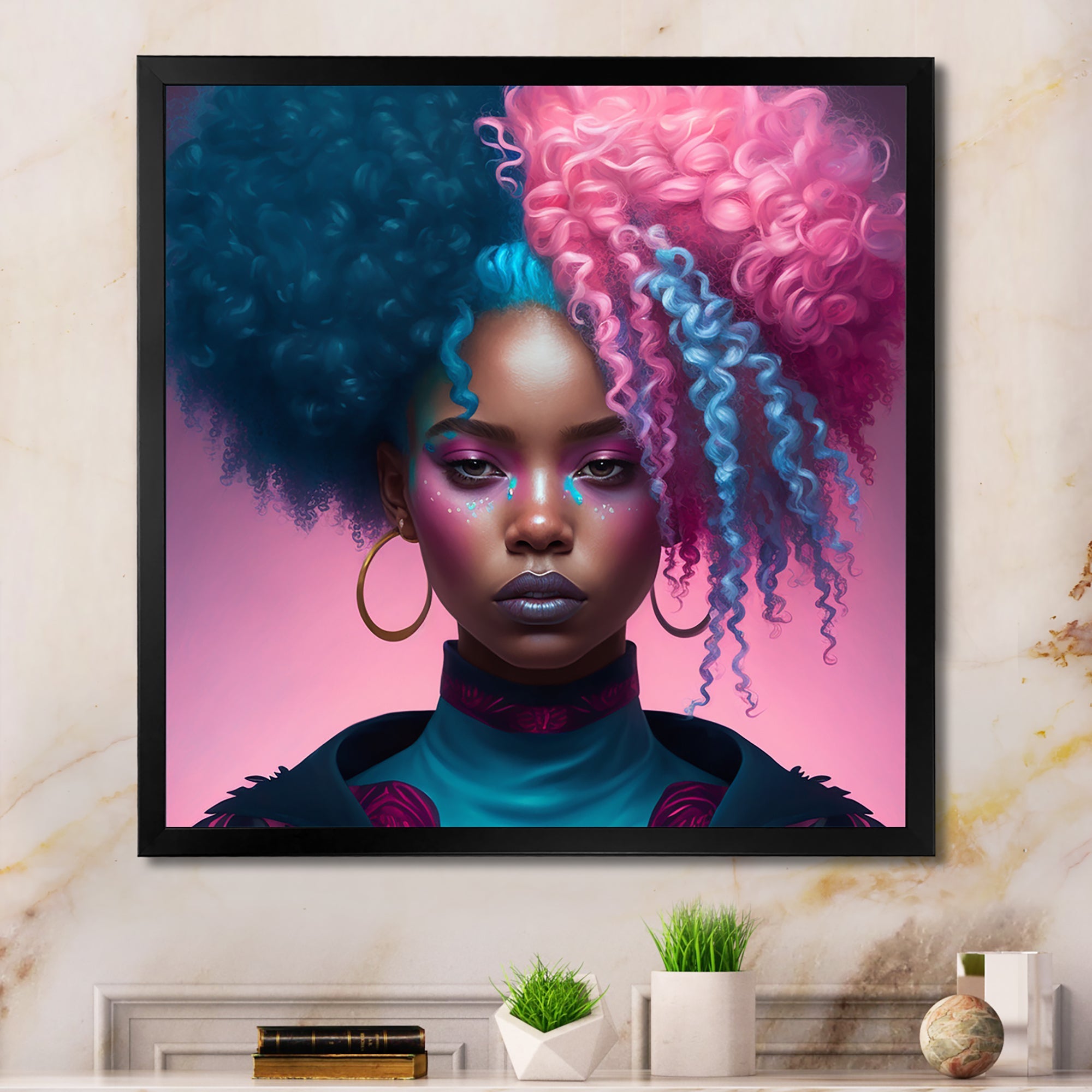 Hip Hop Girl With Pink And Blue Hair III