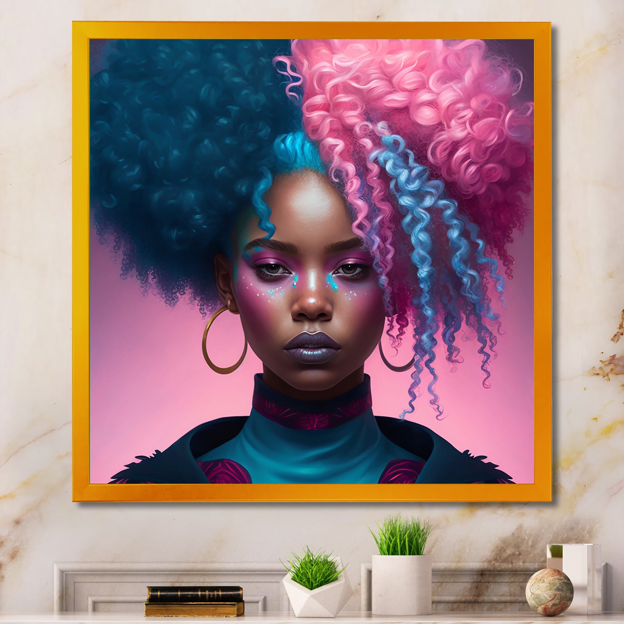 Hip Hop Girl With Pink And Blue Hair III