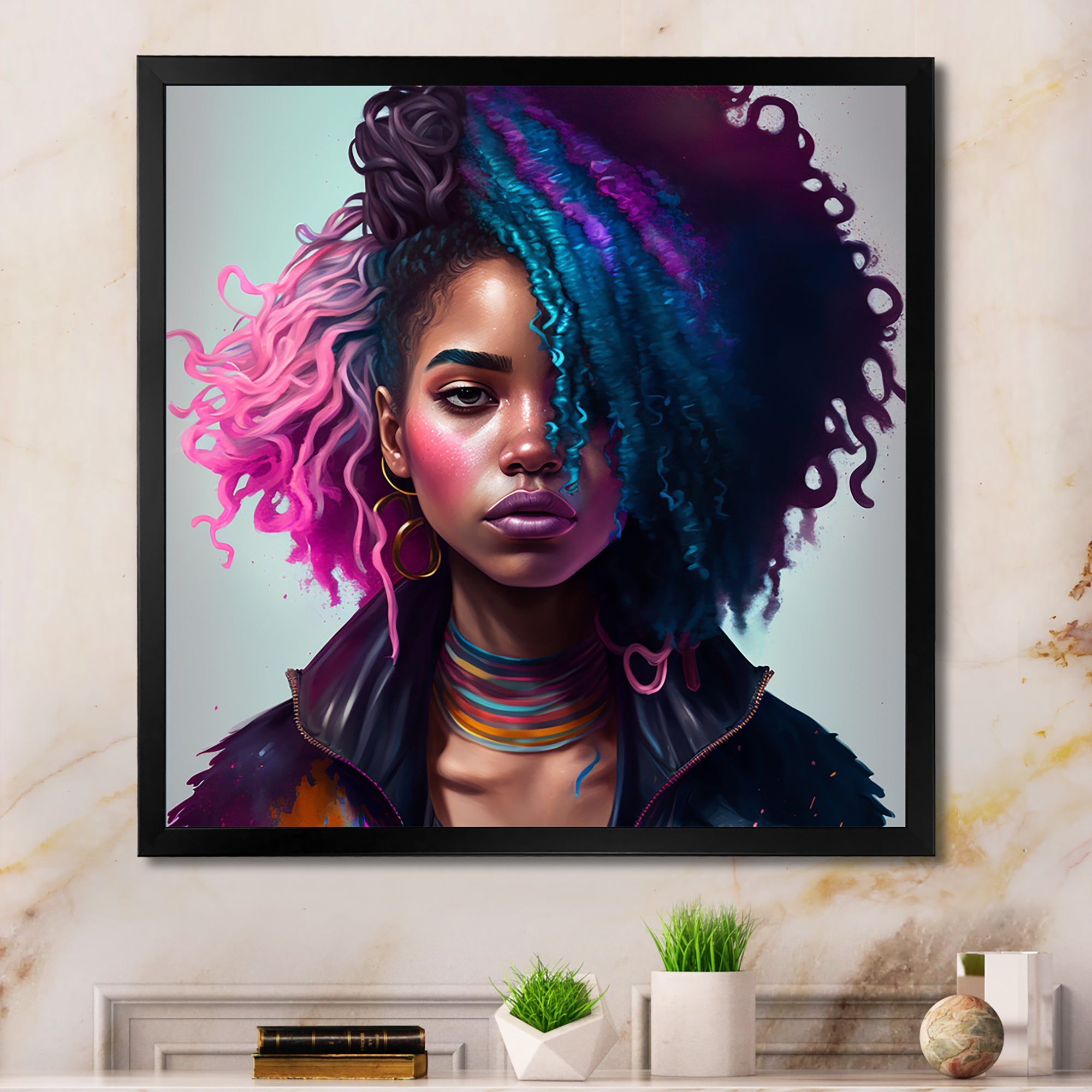 Fashion Hip Hop Girl In Pink And Blue I