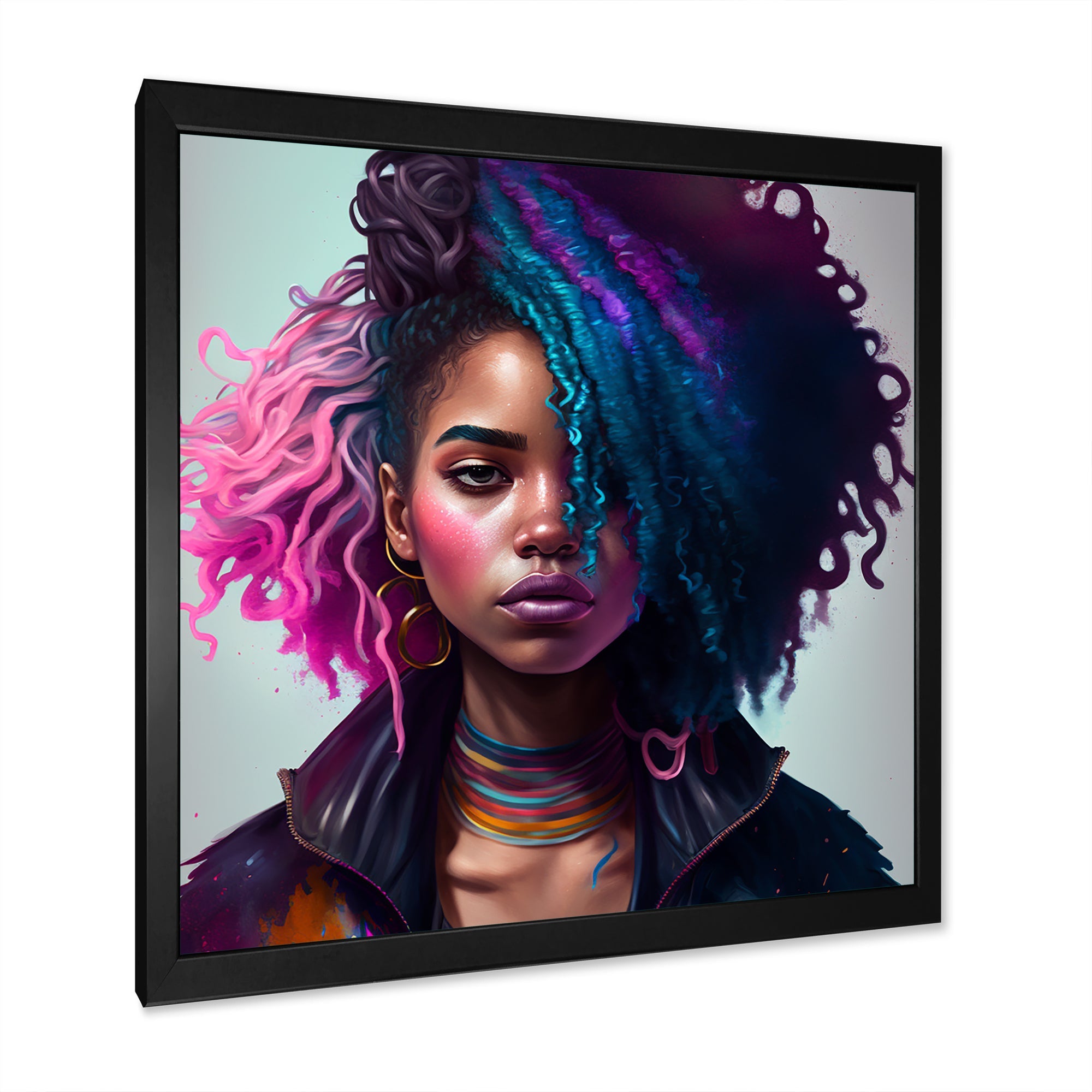 Fashion Hip Hop Girl In Pink And Blue I