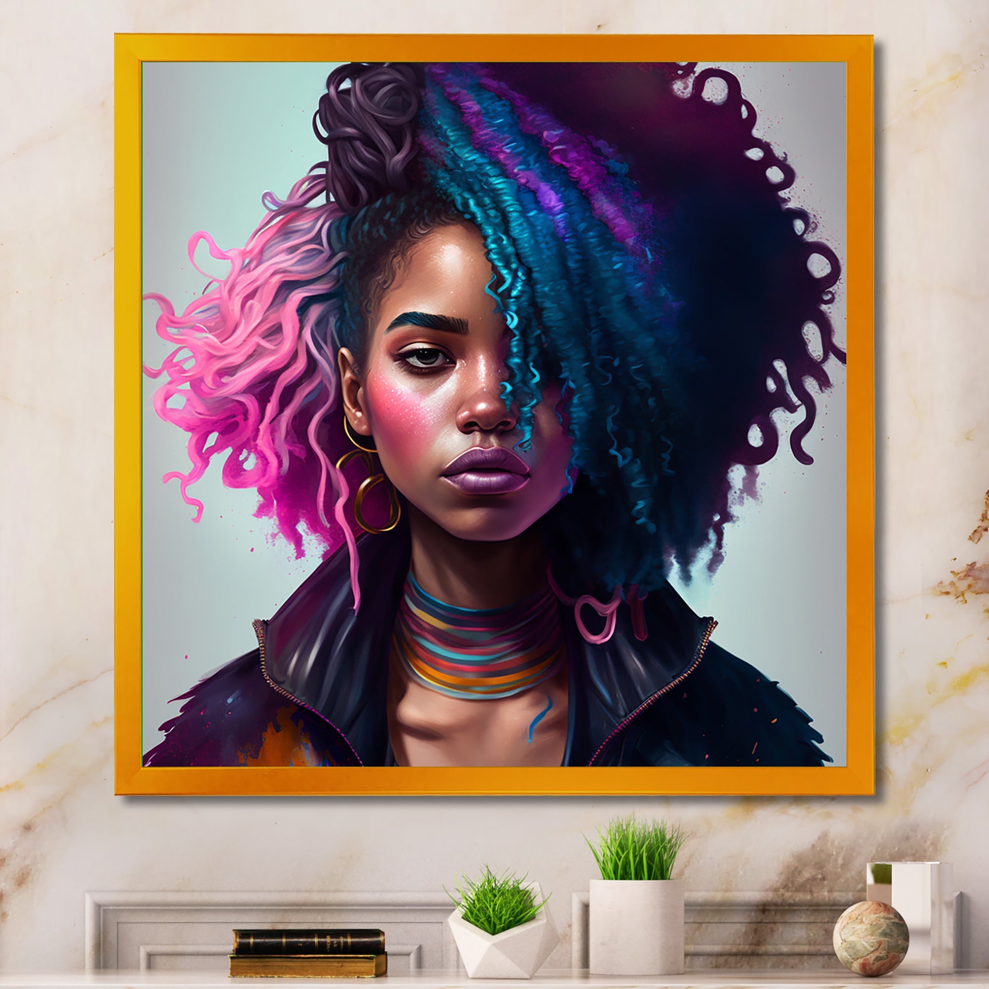 Fashion Hip Hop Girl In Pink And Blue I