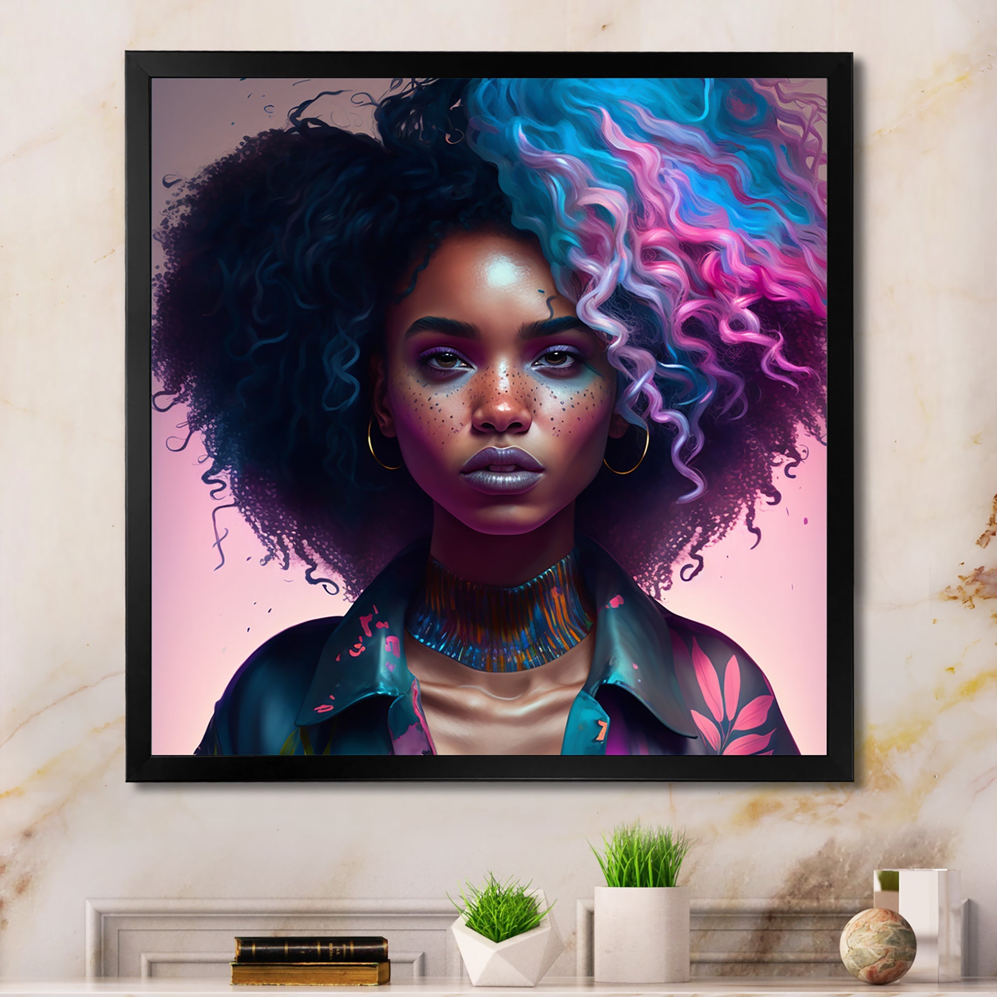 Fashion Hip Hop Girl In Pink And Blue III