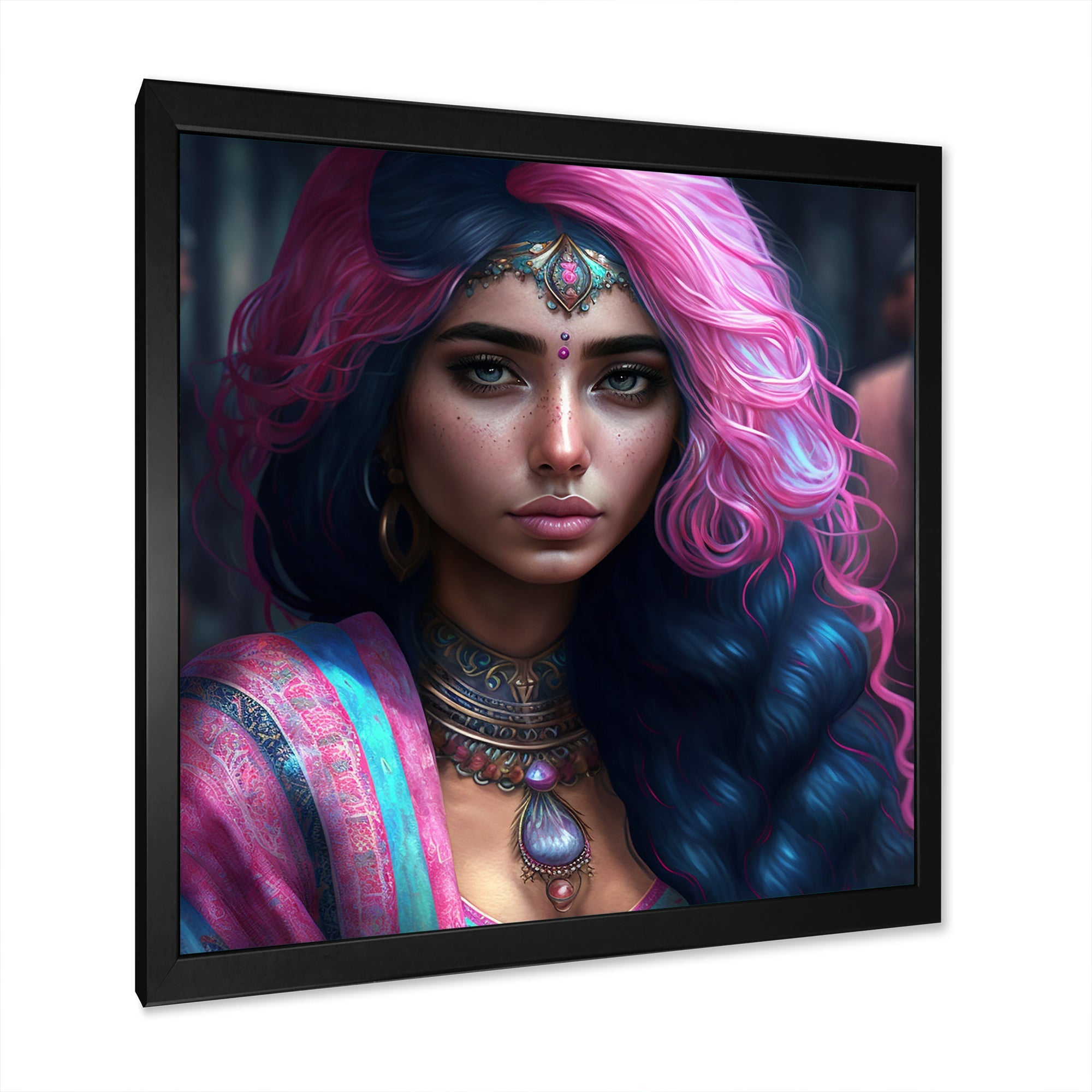 Fashion Indian Woman In Pink And Blue IV