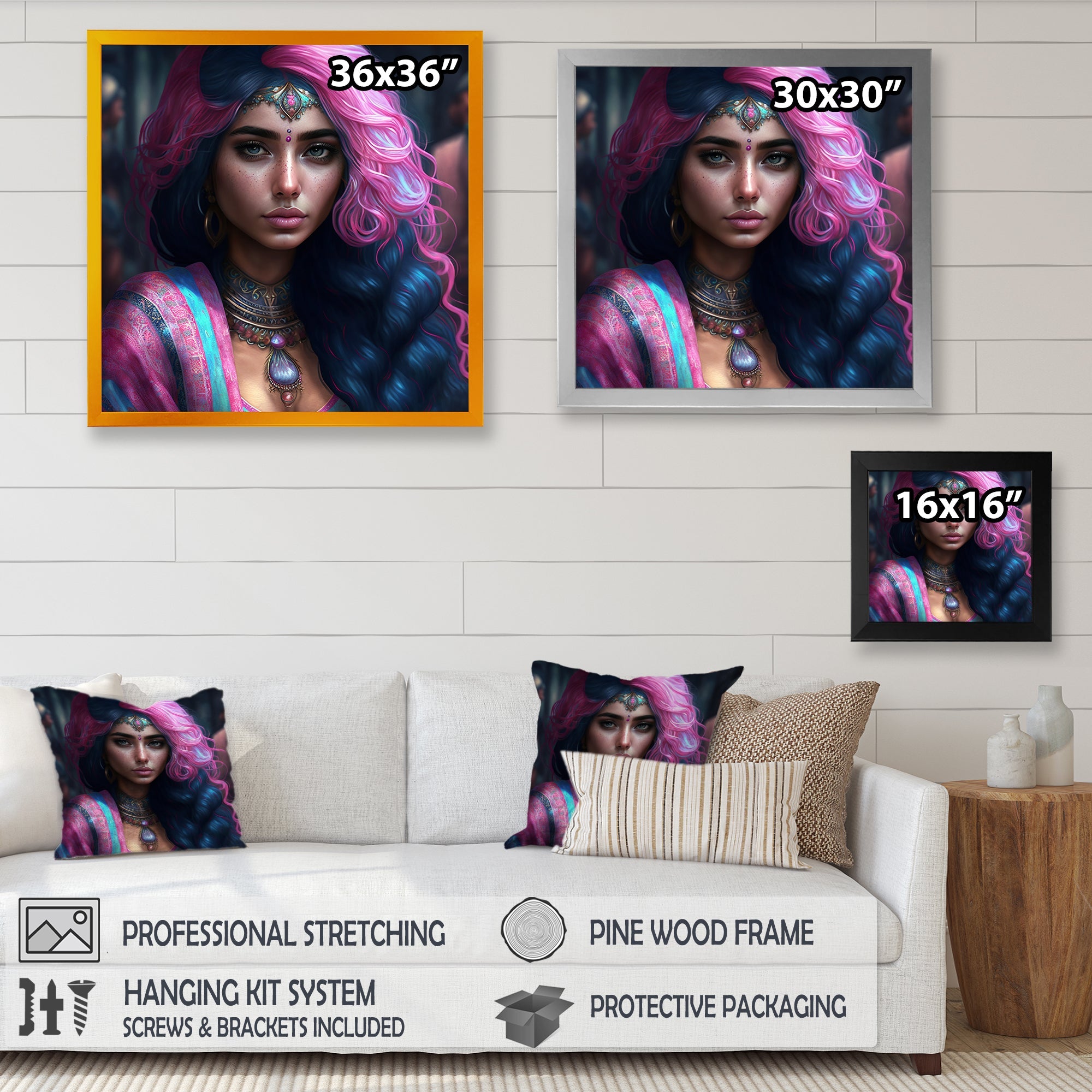 Fashion Indian Woman In Pink And Blue IV