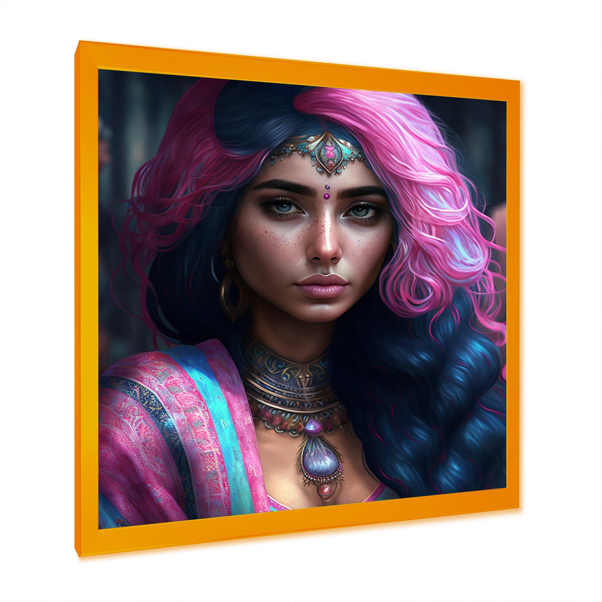 Fashion Indian Woman In Pink And Blue IV