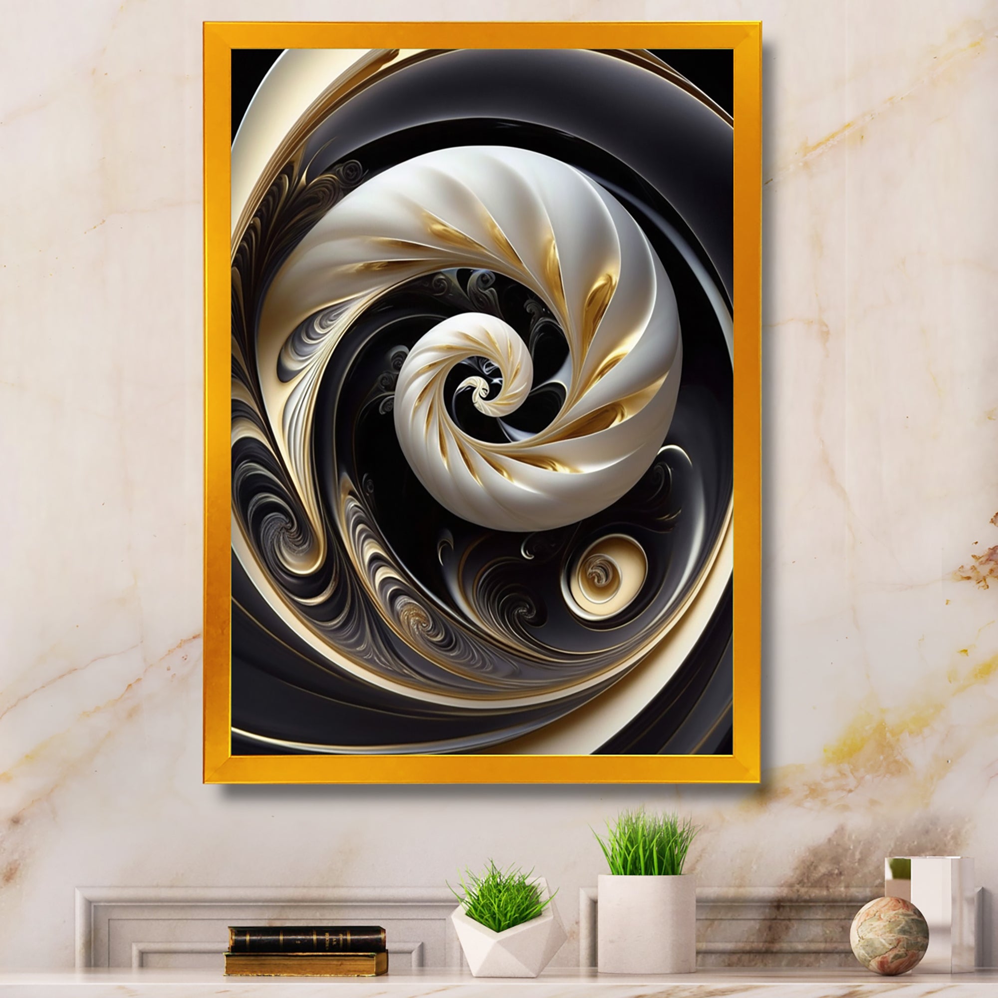 Gold Black And White Stained Glass V