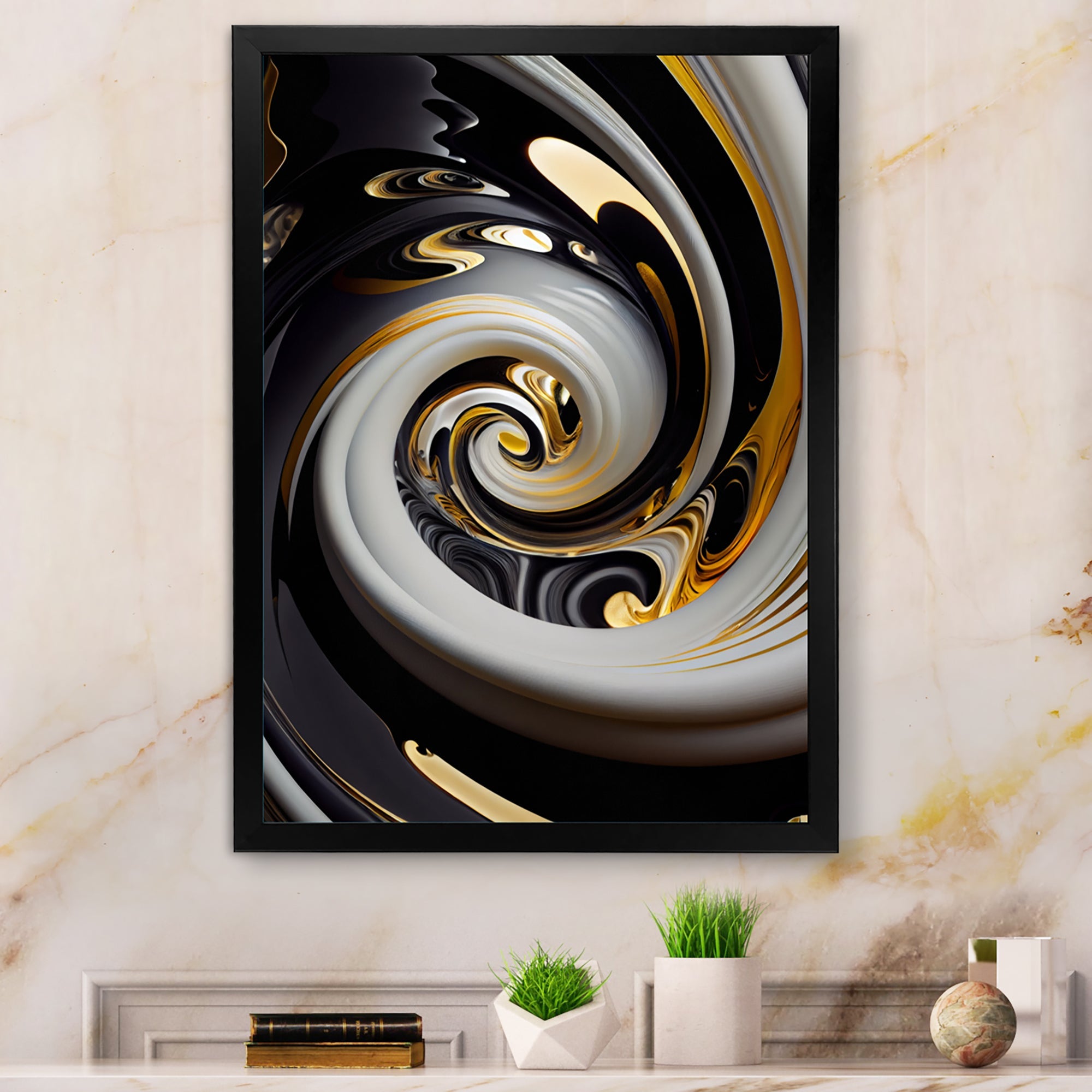 Gold And Black Stained Glass Spiral III