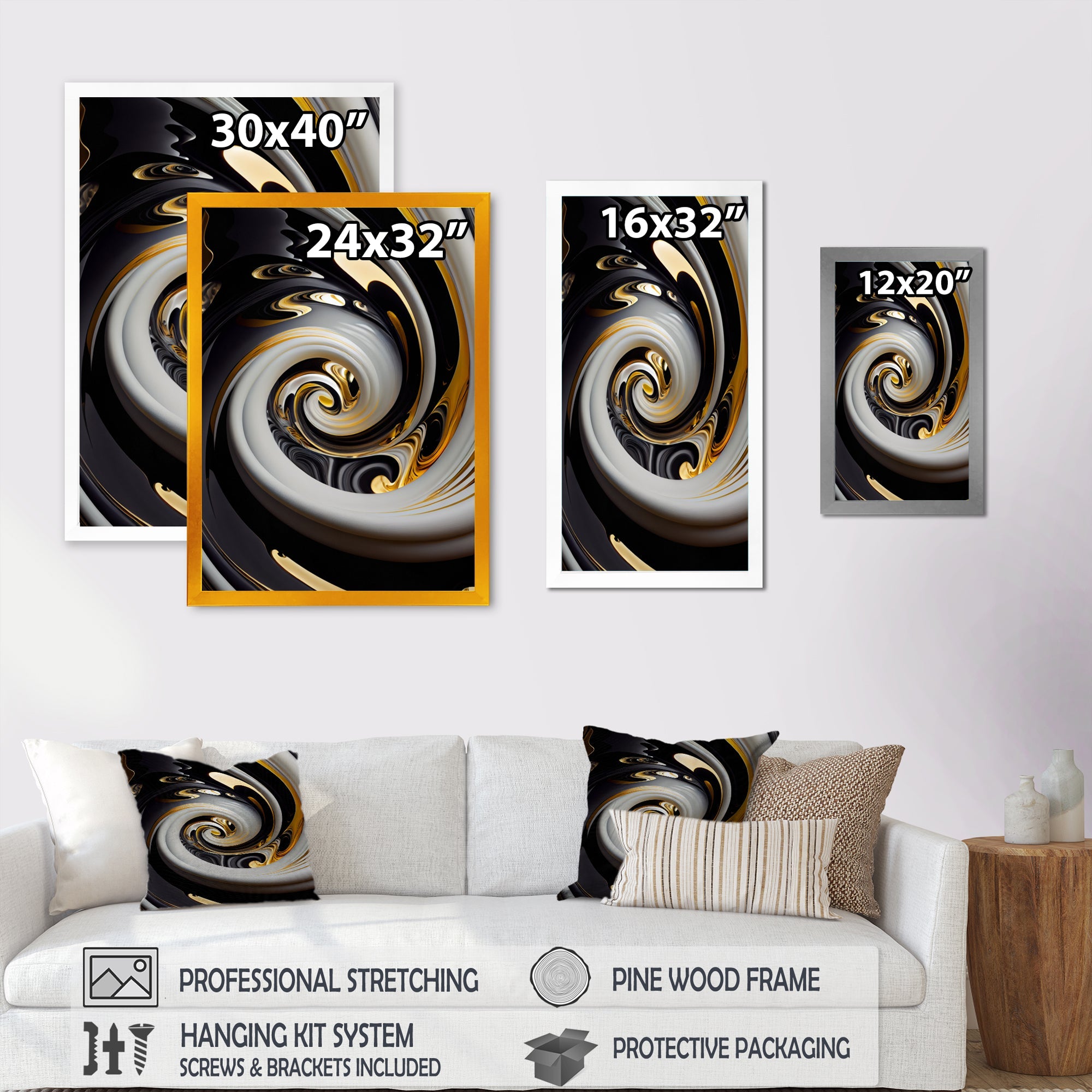 Gold And Black Stained Glass Spiral III