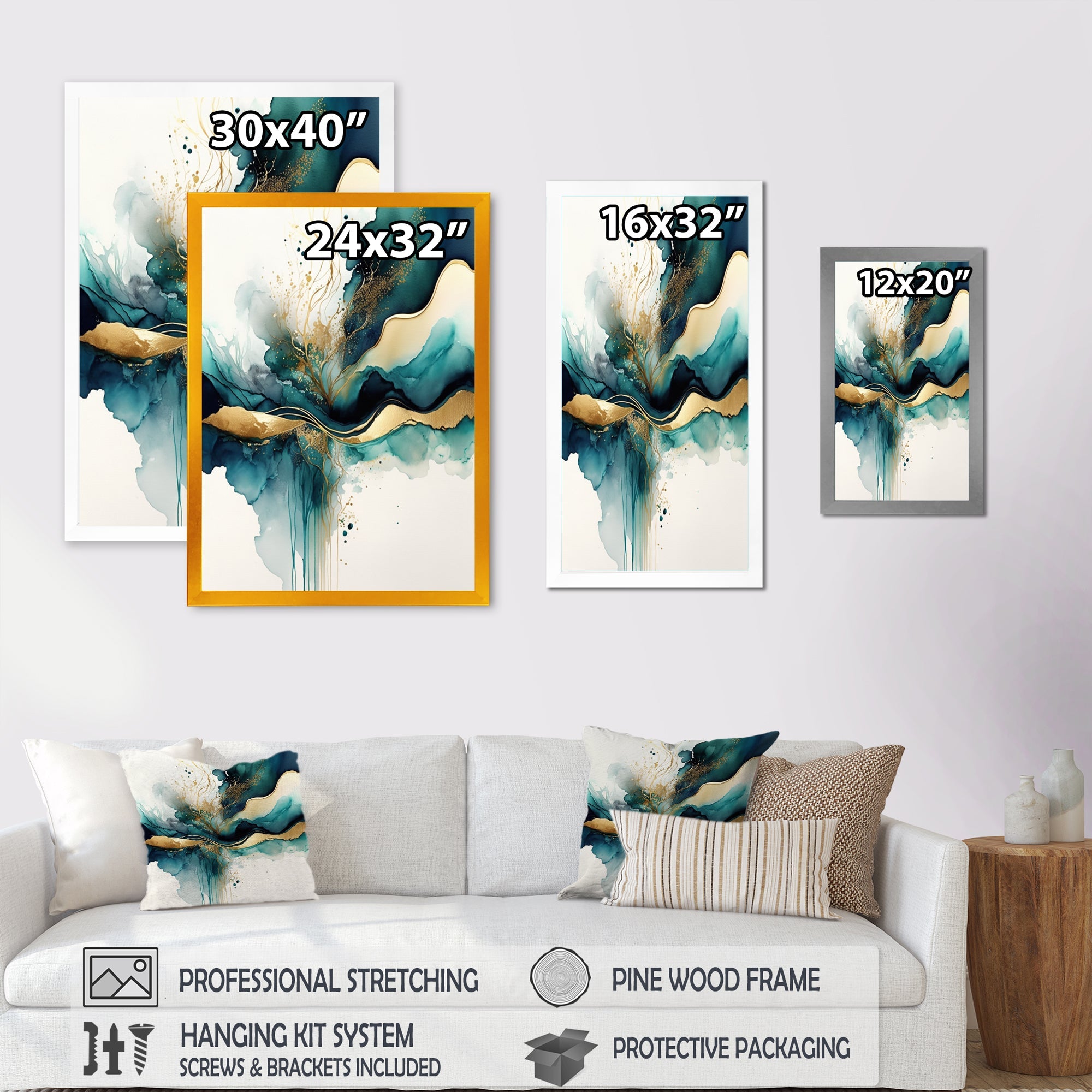 Teal And Gold Abstract Expression III