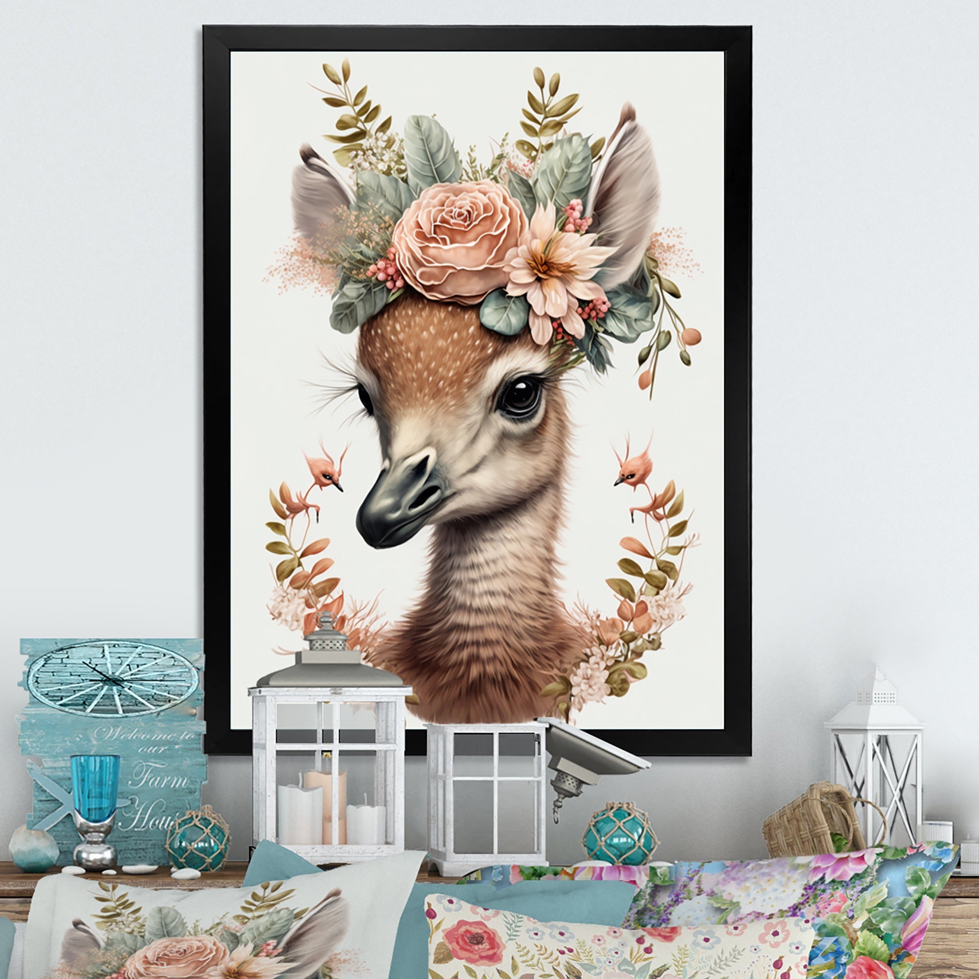 Cute Baby Flamingo With Floral Crown