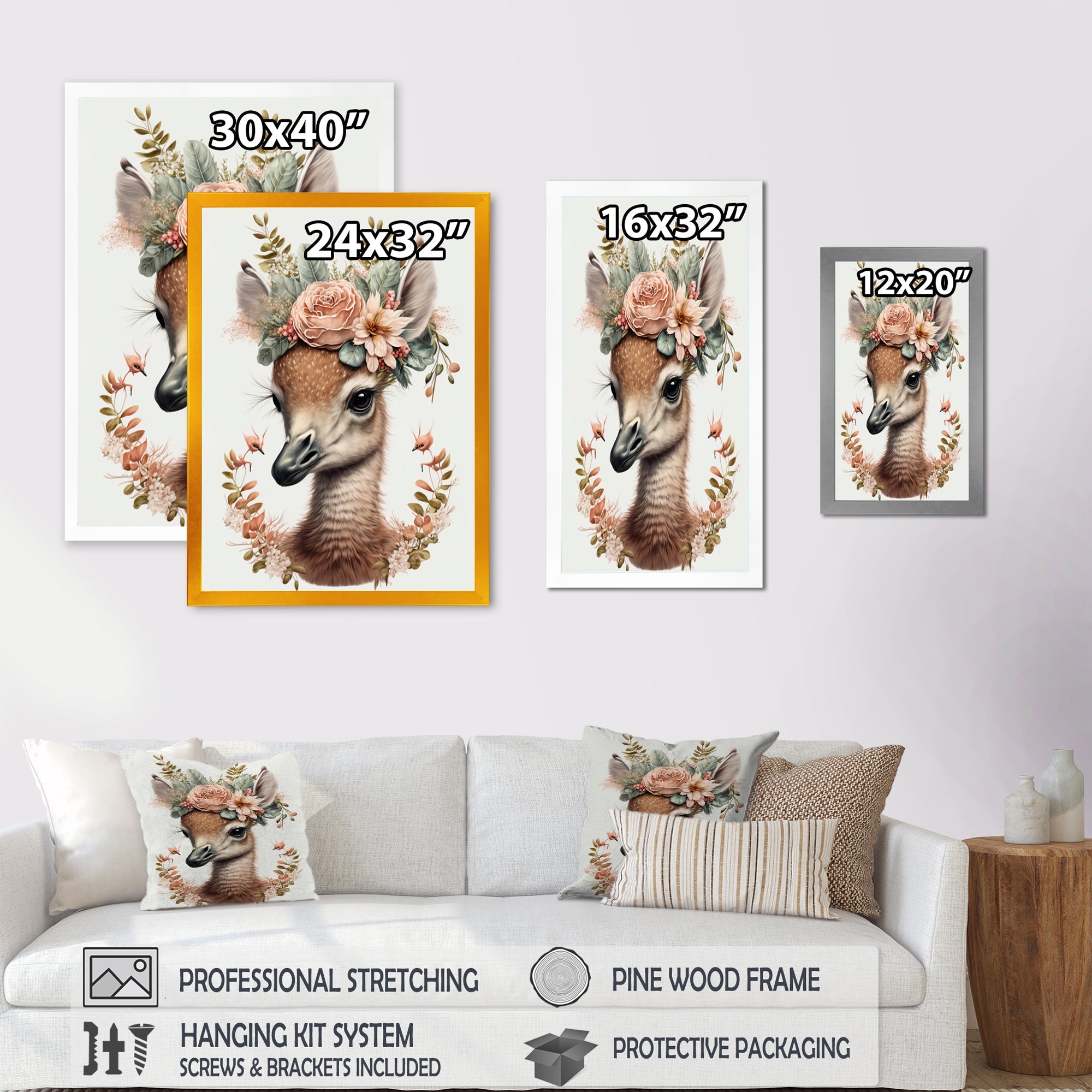 Cute Baby Flamingo With Floral Crown