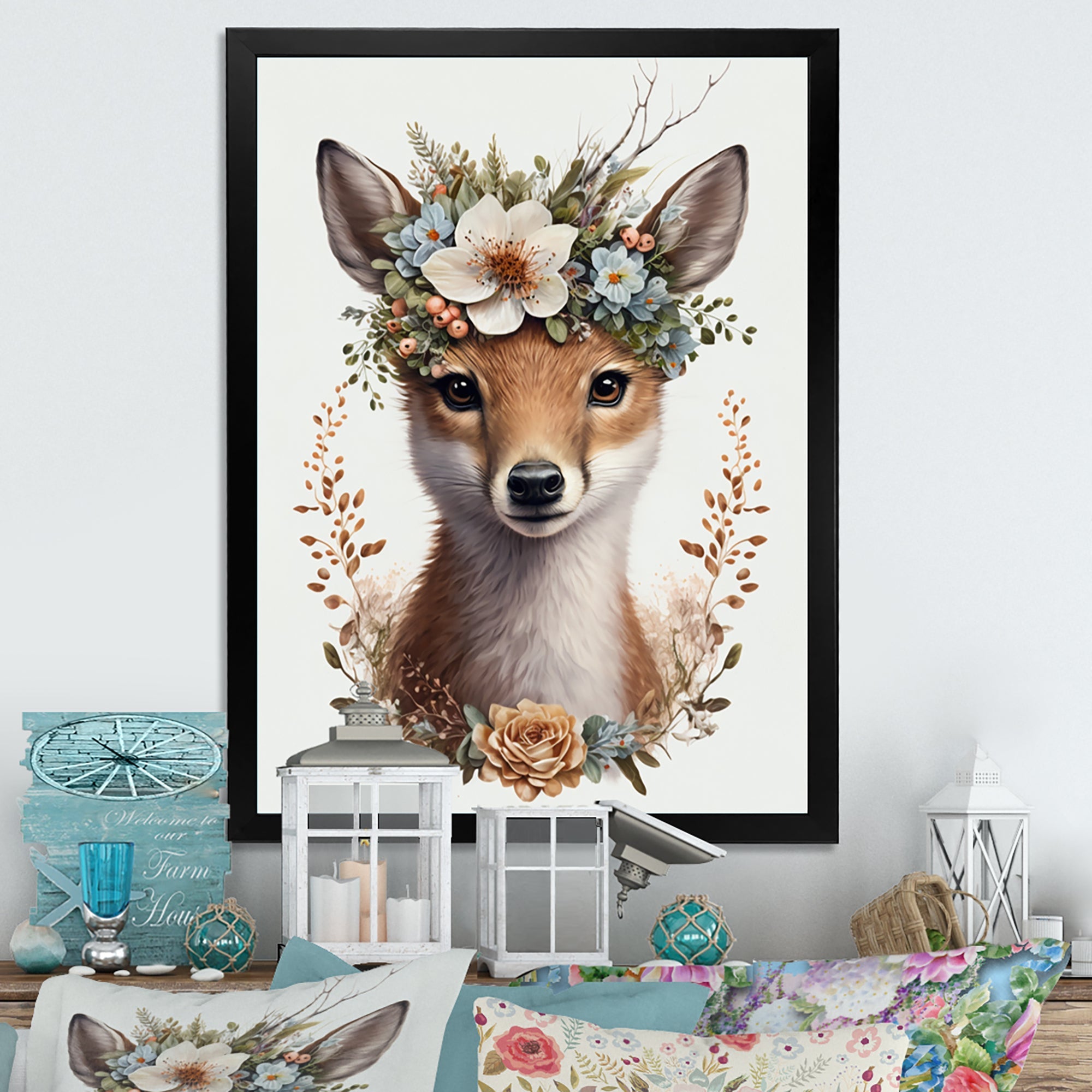 Cute Baby Fox With Floral Crown II