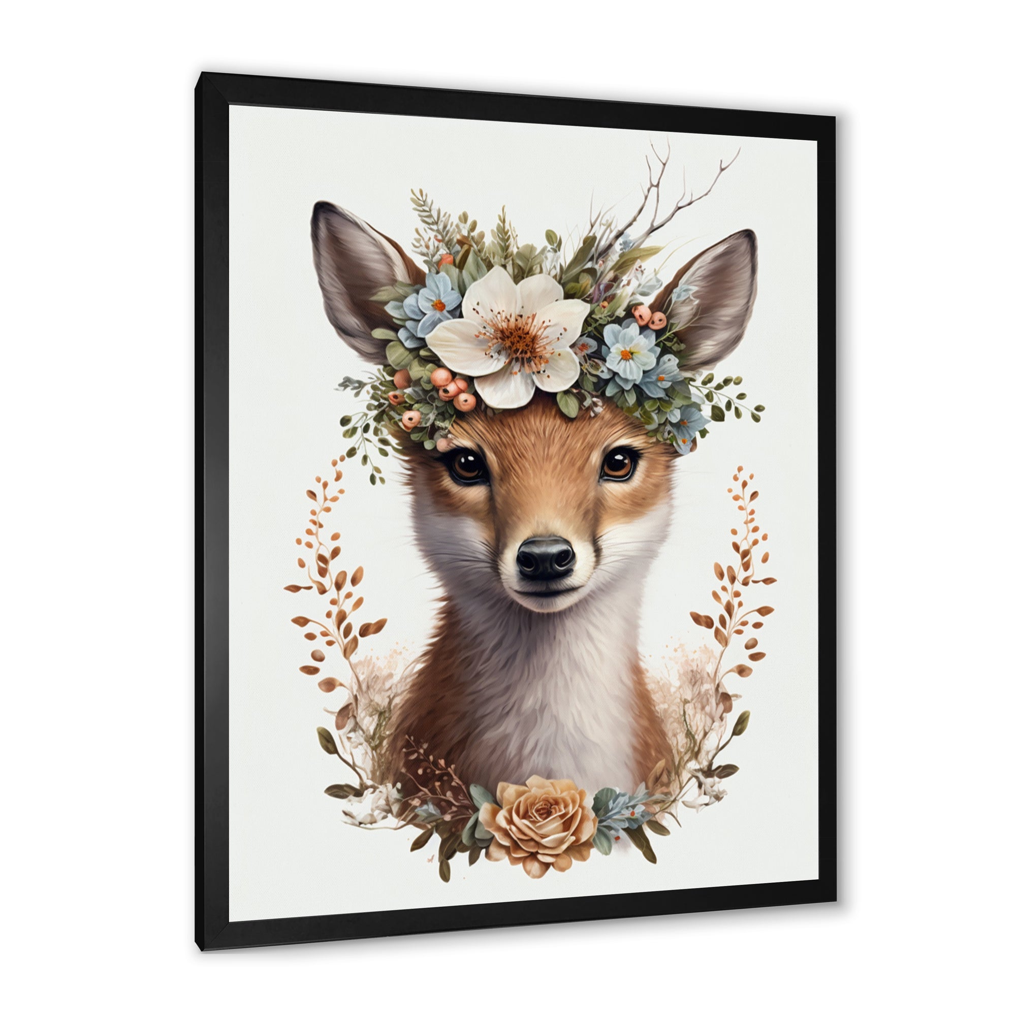 Cute Baby Fox With Floral Crown II