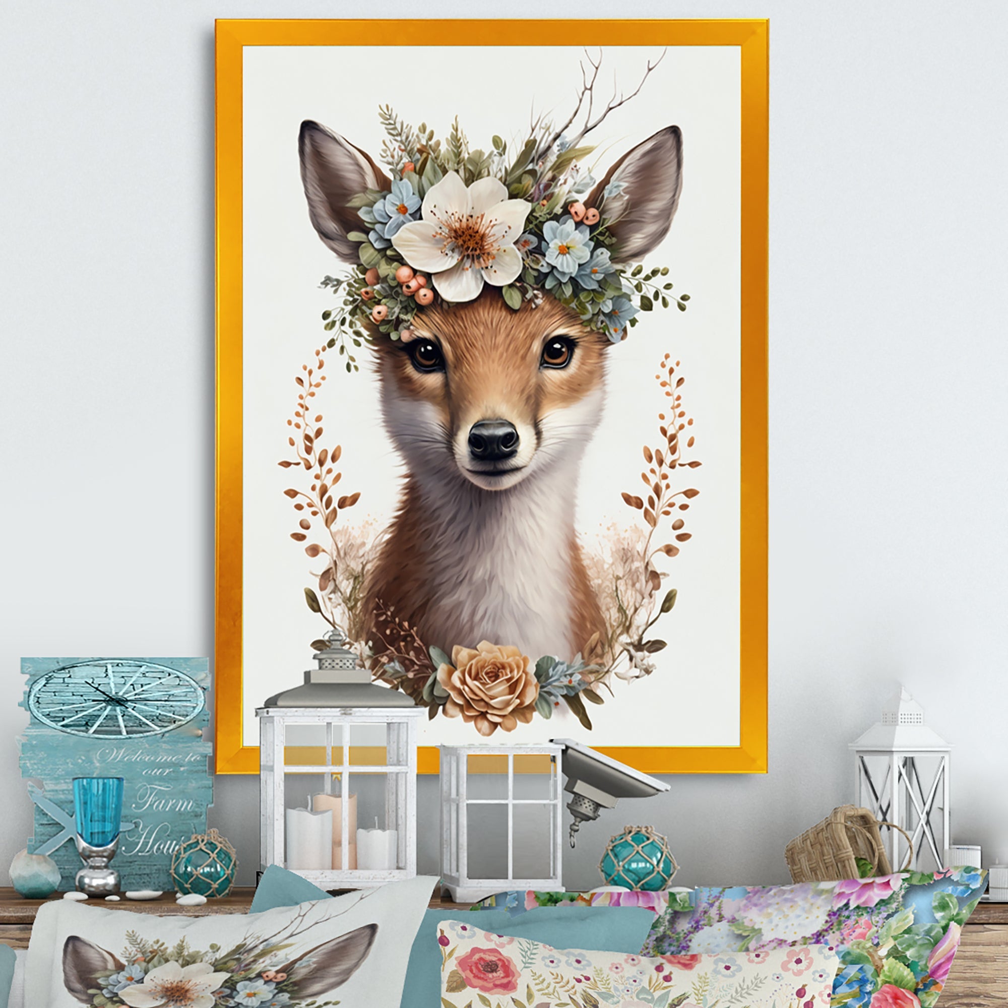 Cute Baby Fox With Floral Crown II