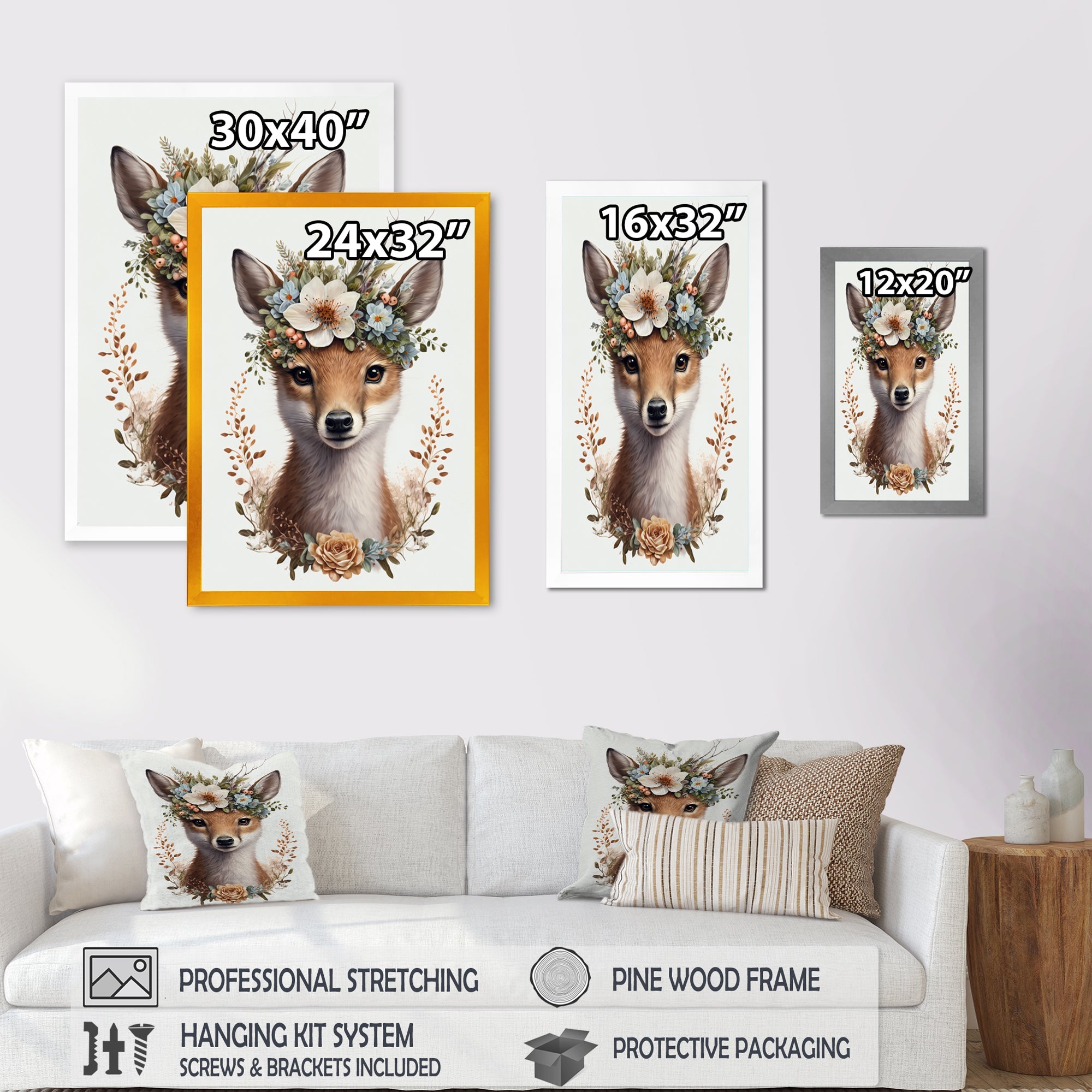 Cute Baby Fox With Floral Crown II