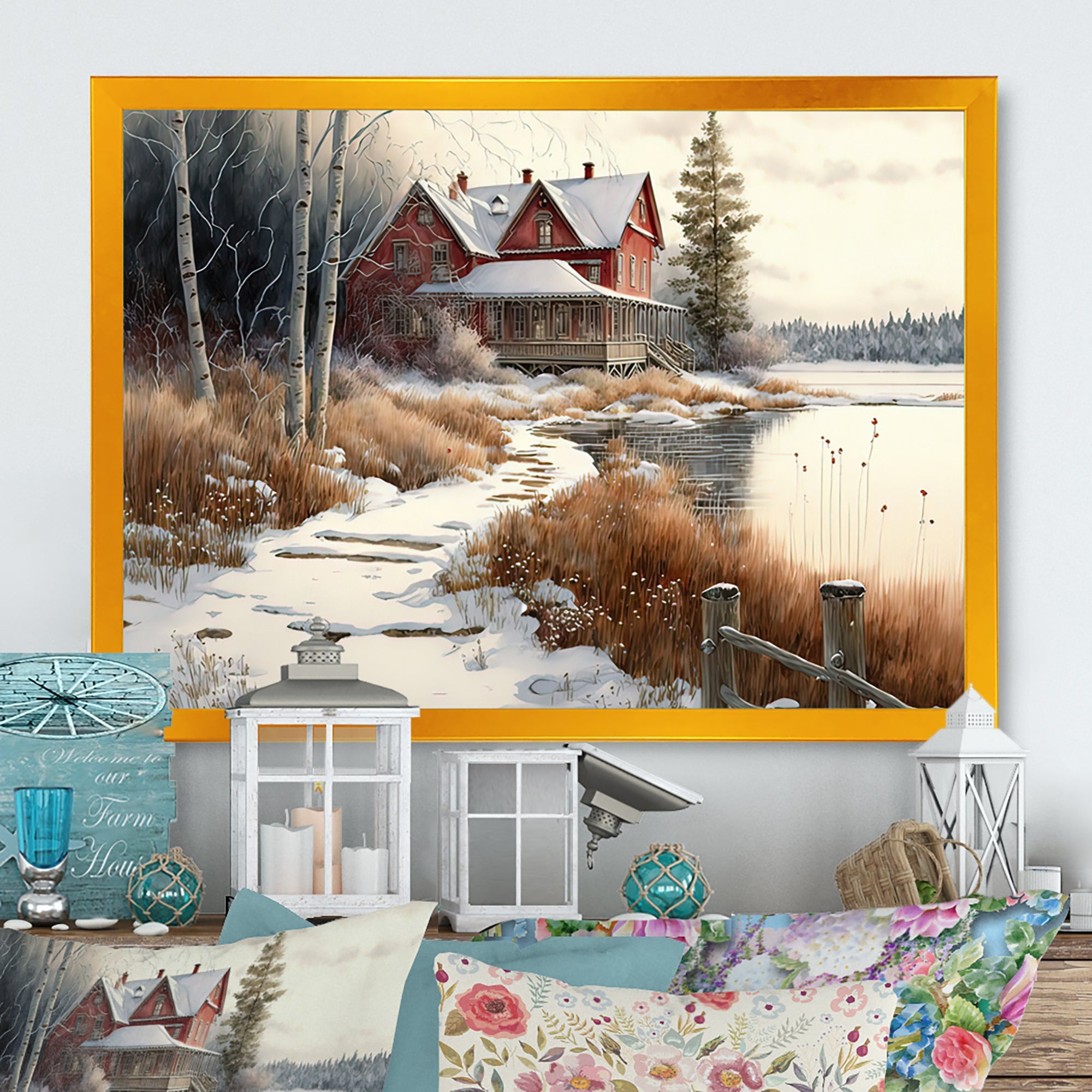 Calm Red Barn In Winter II