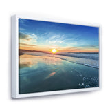 Blue Seashore with Distant Sunset Wall Art