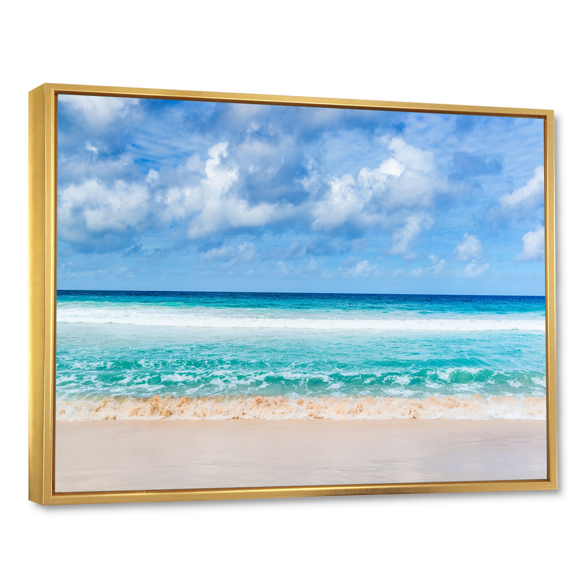 Tranquil Beach under White Clouds Wall Art