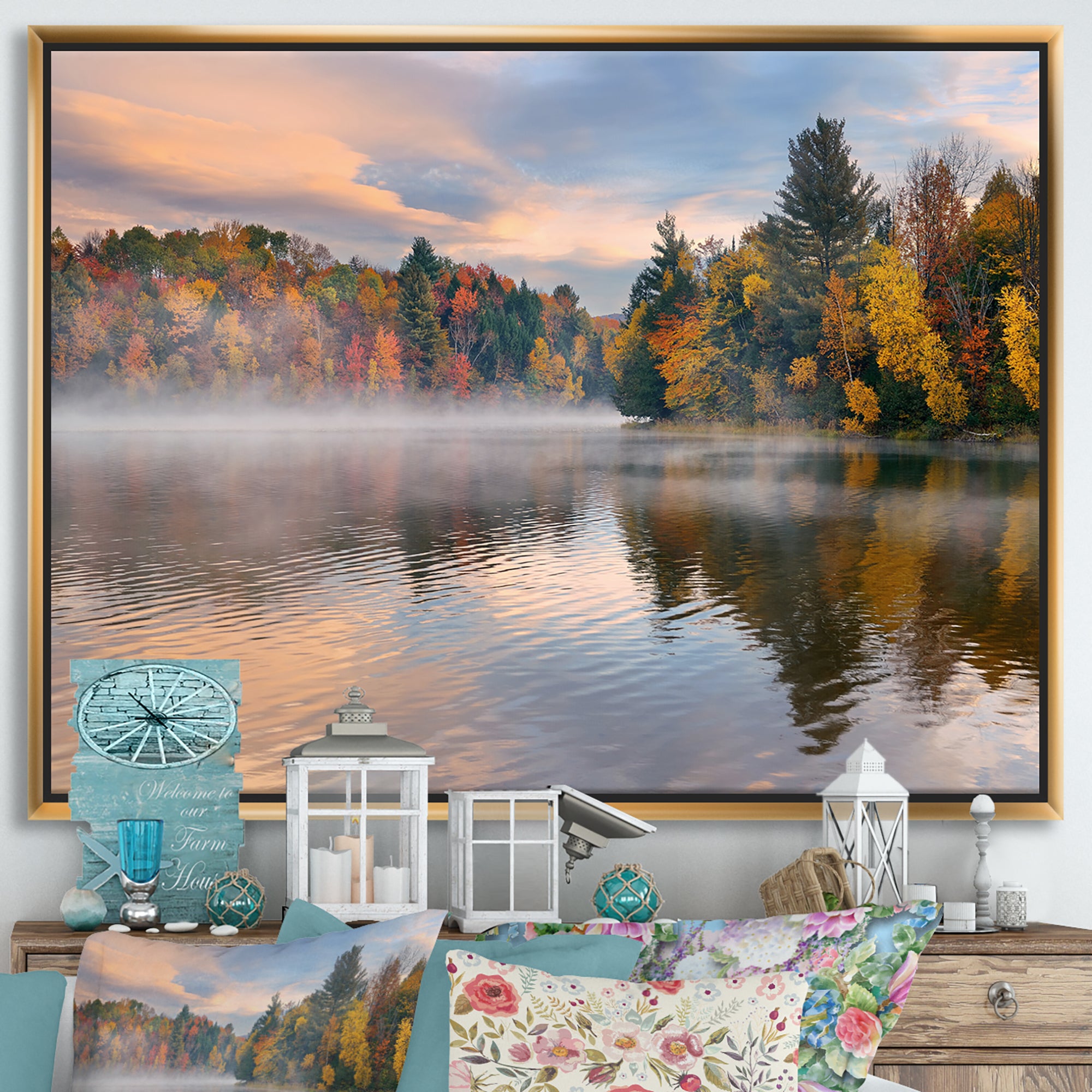 Autumn Foliage By The Lakeside Wall Art