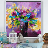 Bright Bouquet Of Spring Flowers On Purple Background Wall Art