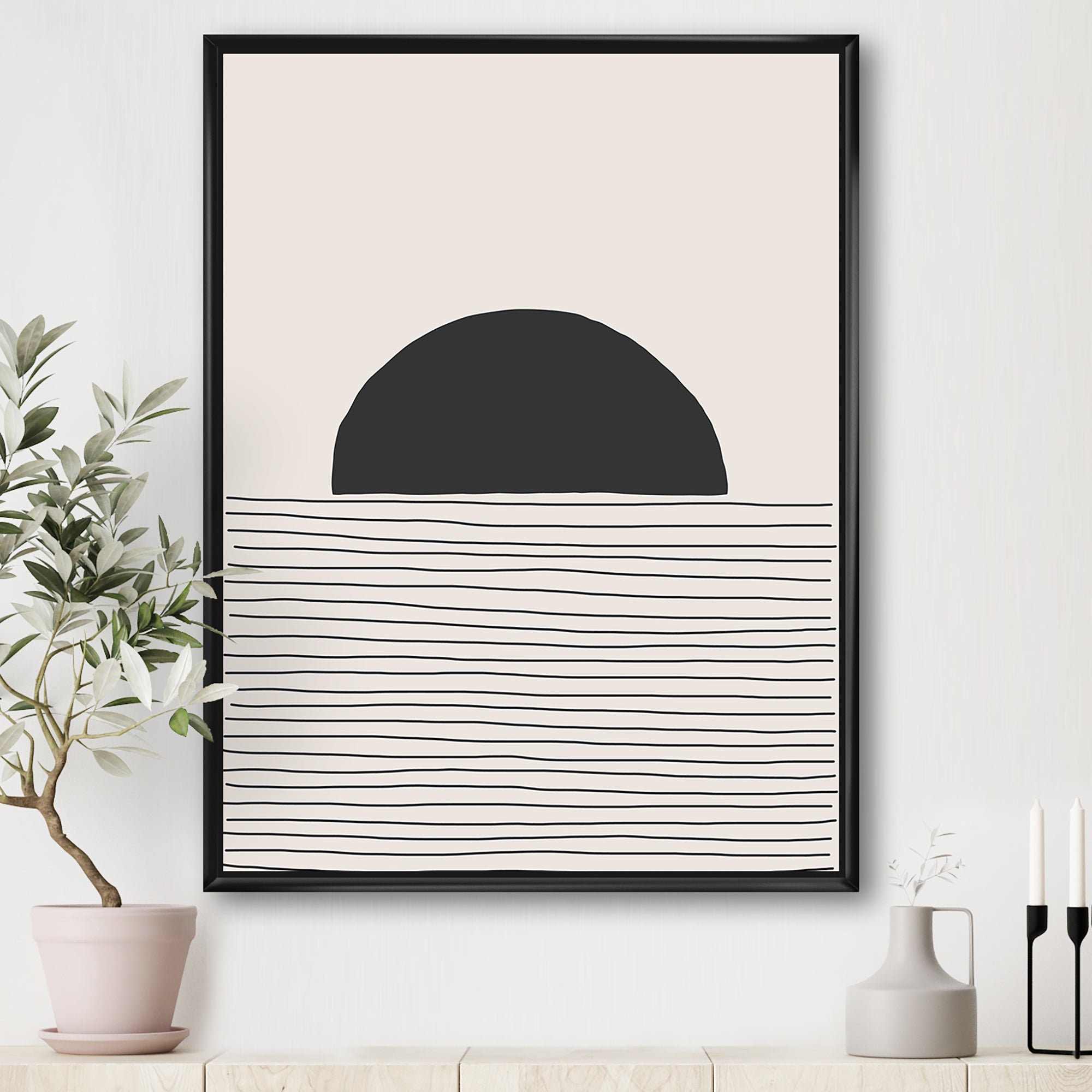 Minimal Geometric Lines And Circle V Wall Art