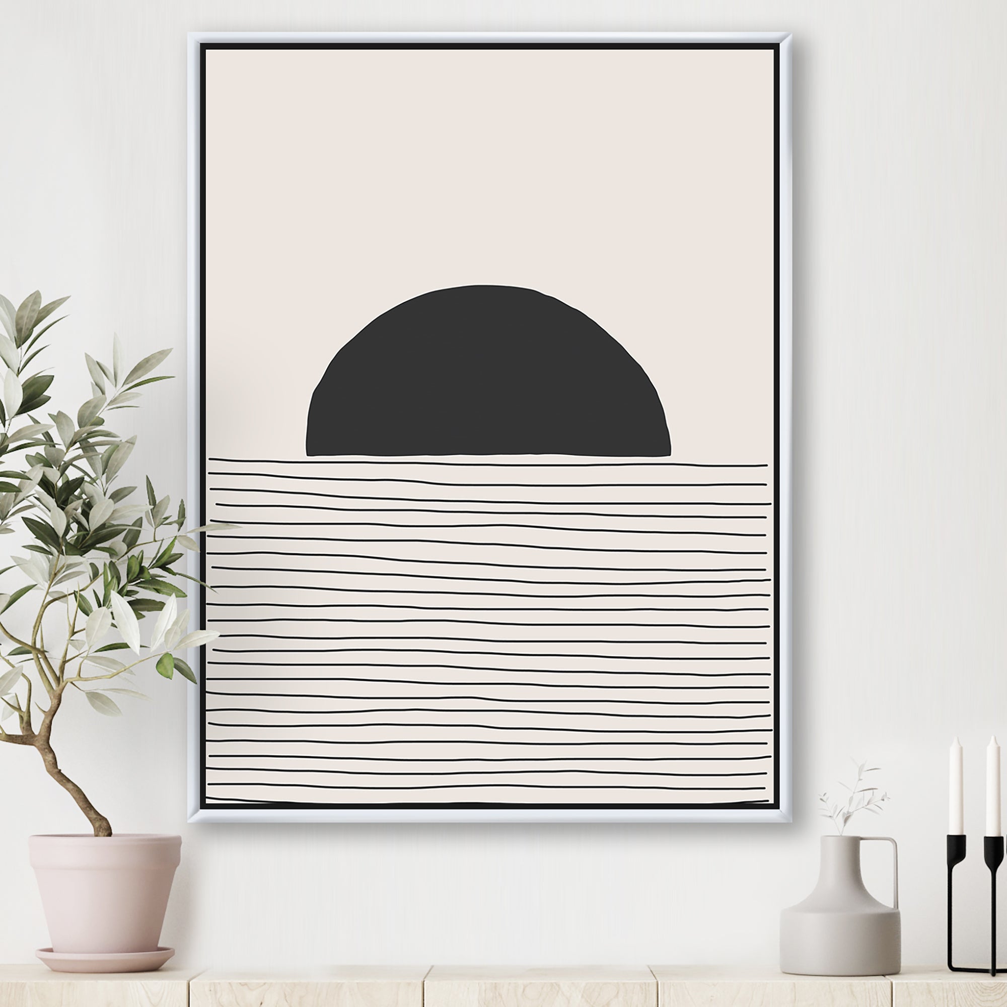 Minimal Geometric Lines And Circle V Wall Art