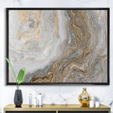 White Marble with Curley Grey and Gold Veins Wall Art