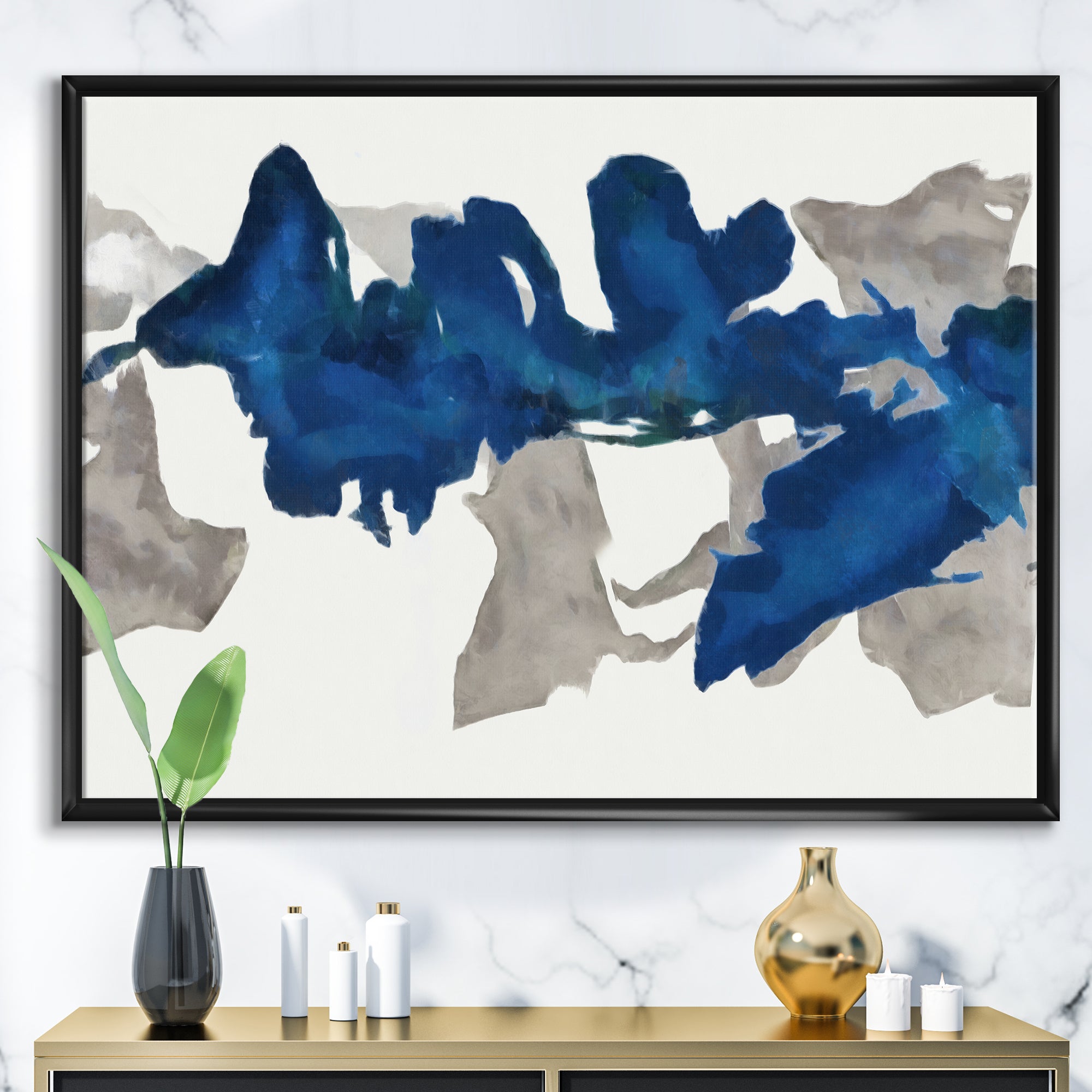 Gouache Sapphire on Gray VI Wall Art
