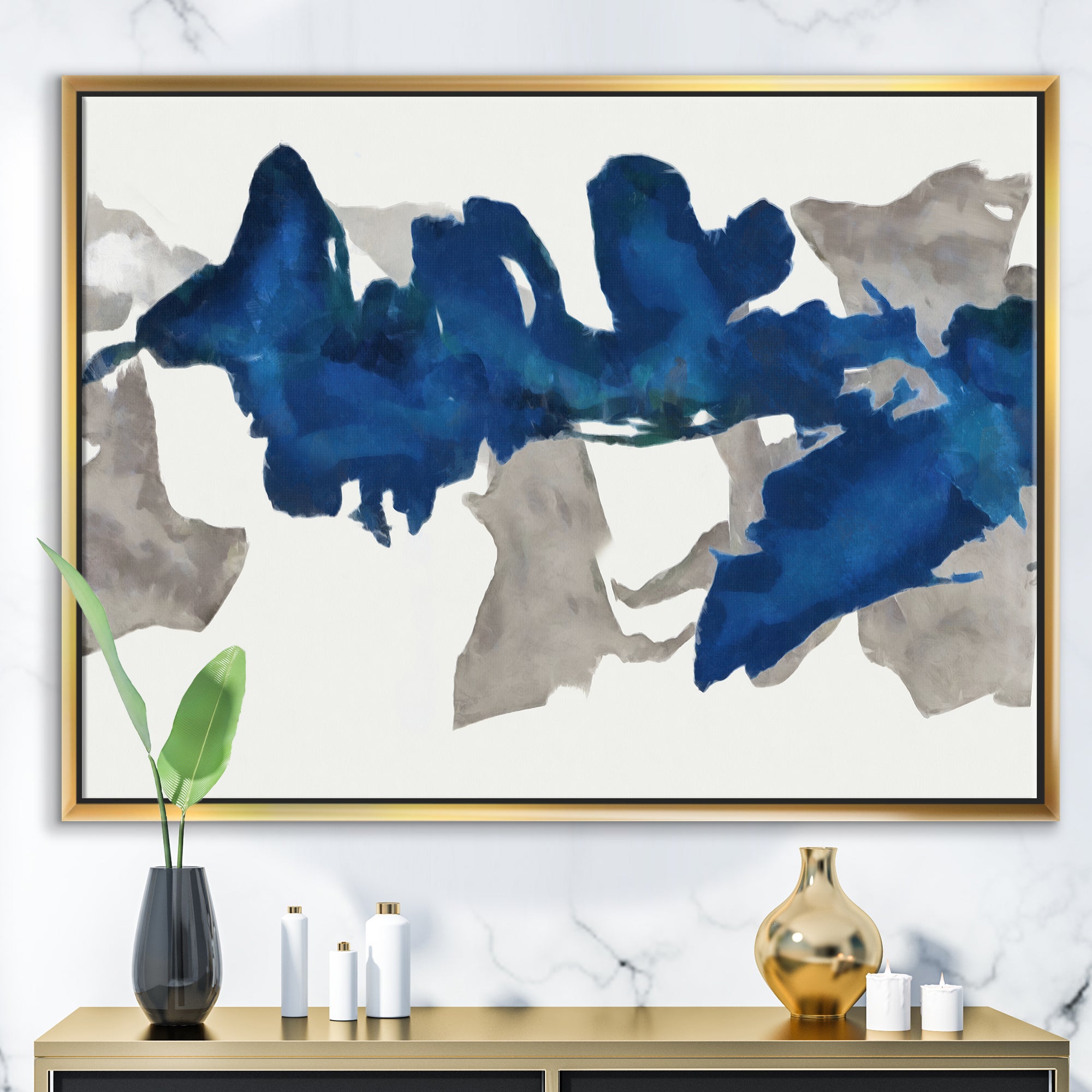 Gouache Sapphire on Gray VI Wall Art