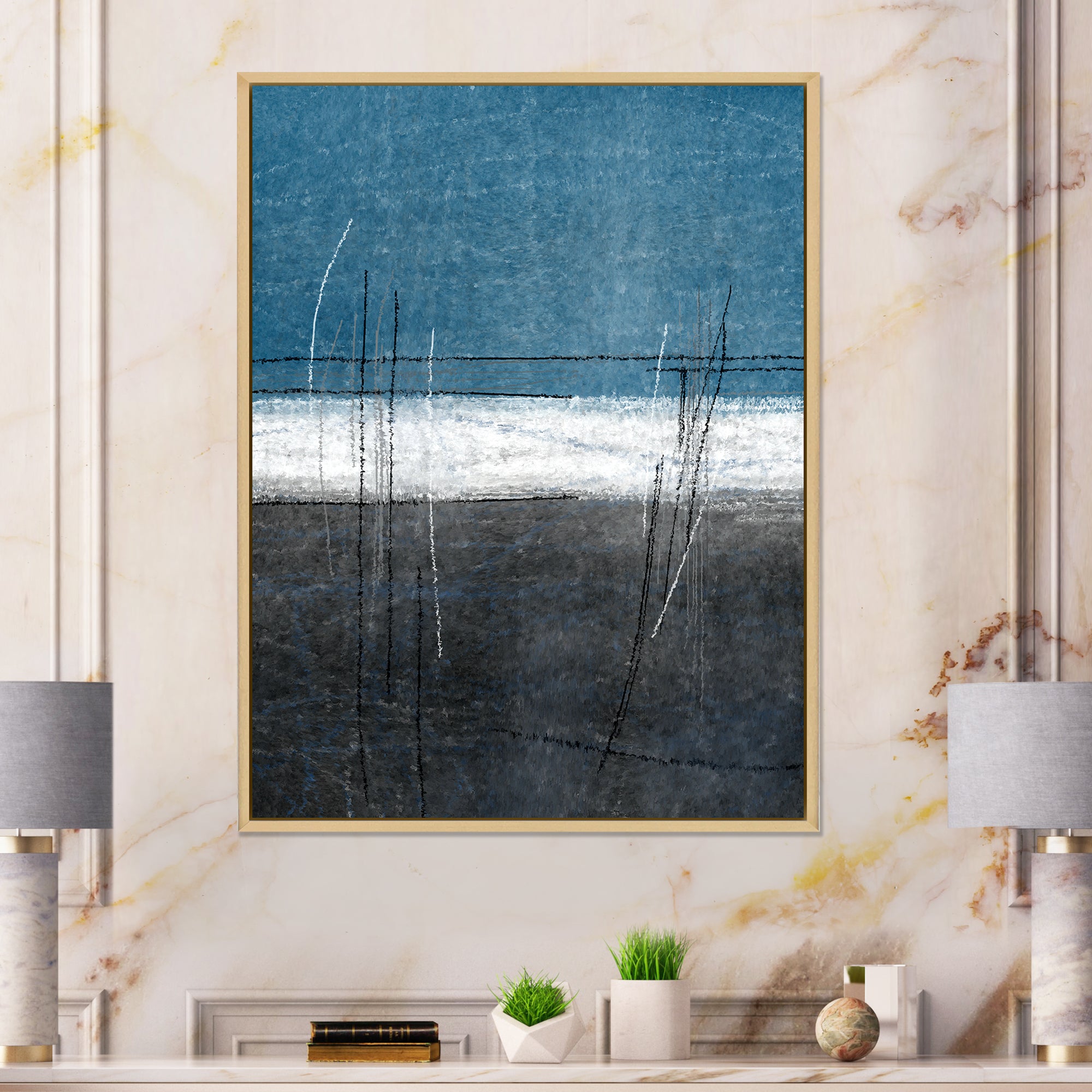 Teal Meets Grey Abstract Art