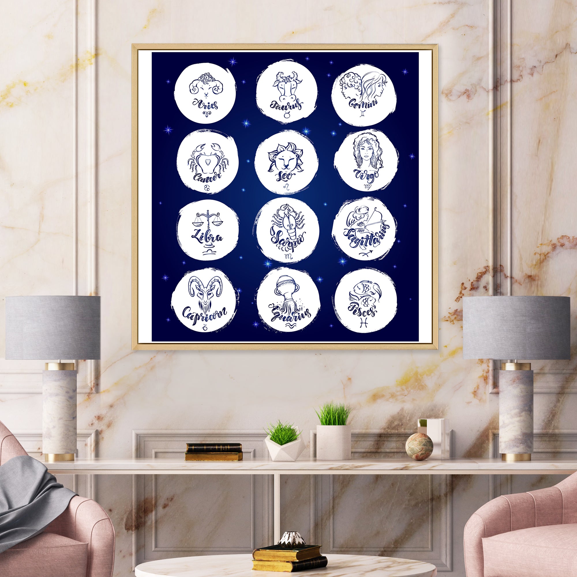 Zodiac Signs On Blue