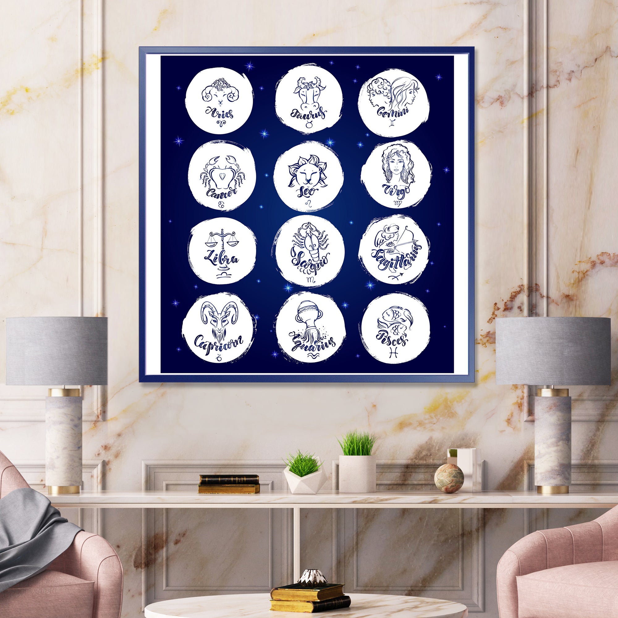 Zodiac Signs On Blue