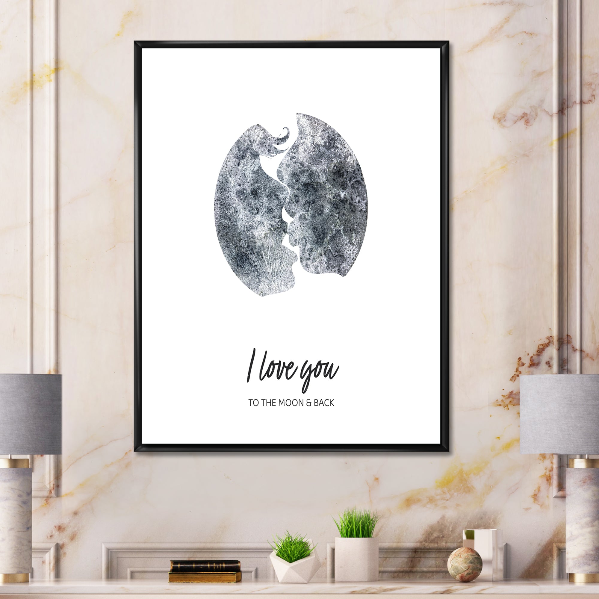 Romantic Moon Kiss of Two Lovers