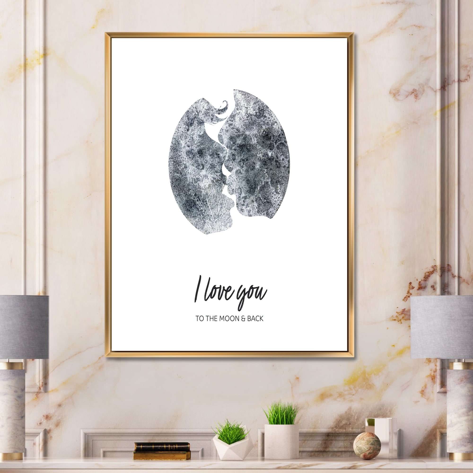 Romantic Moon Kiss of Two Lovers