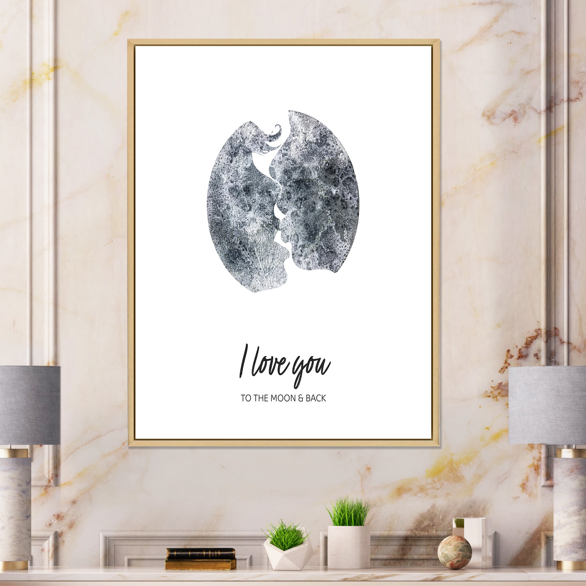 Romantic Moon Kiss of Two Lovers