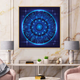 Neon Deep Blue Horoscope Circle With Zodiac Signs