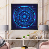 Neon Deep Blue Horoscope Circle With Zodiac Signs