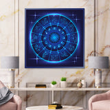 Neon Deep Blue Horoscope Circle With Zodiac Signs
